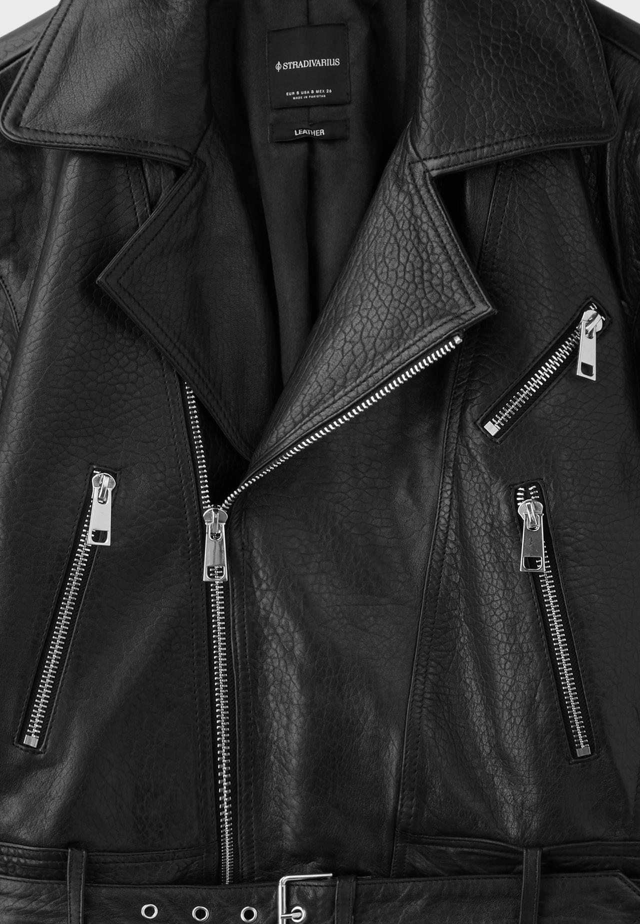 100% leather biker jacket — Black
