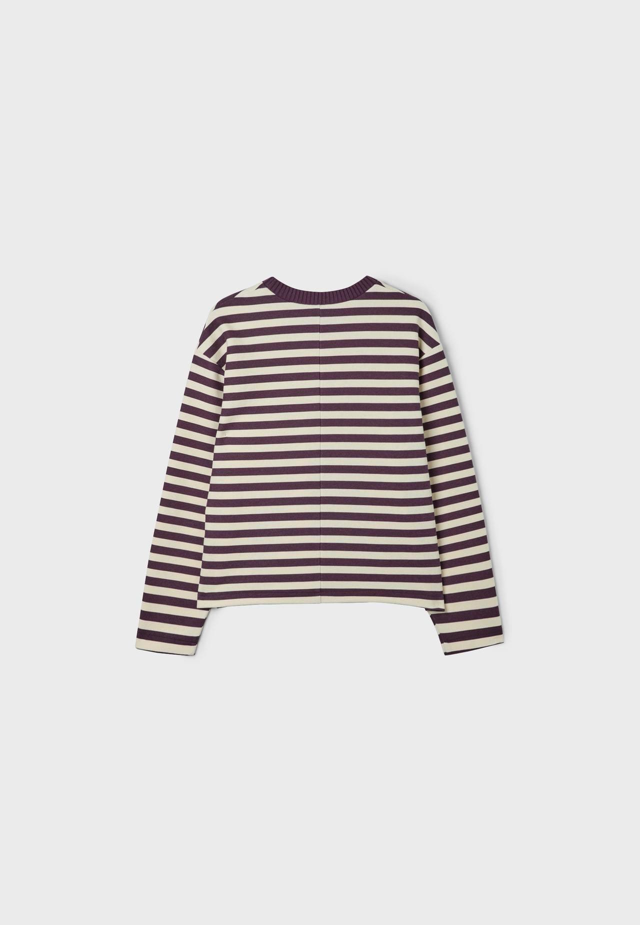 Knit round neck T-shirt — Dark purple