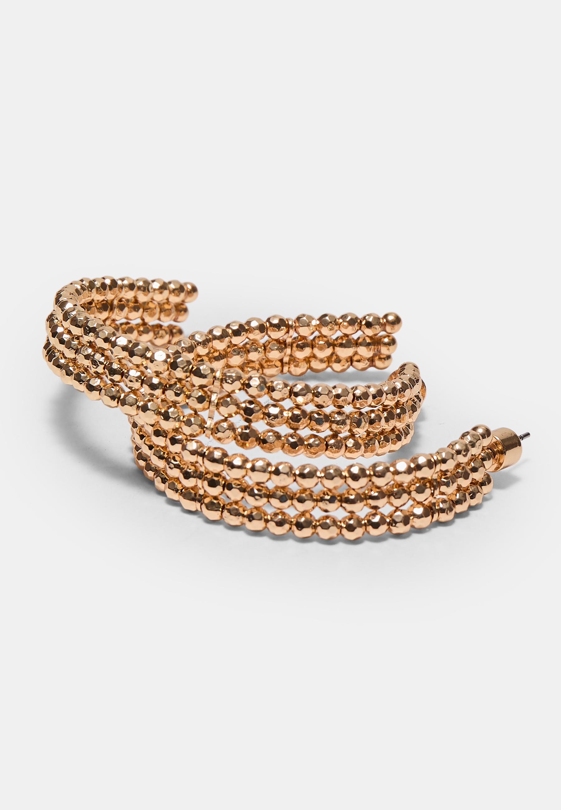 Beaded hoop earrings — Gold