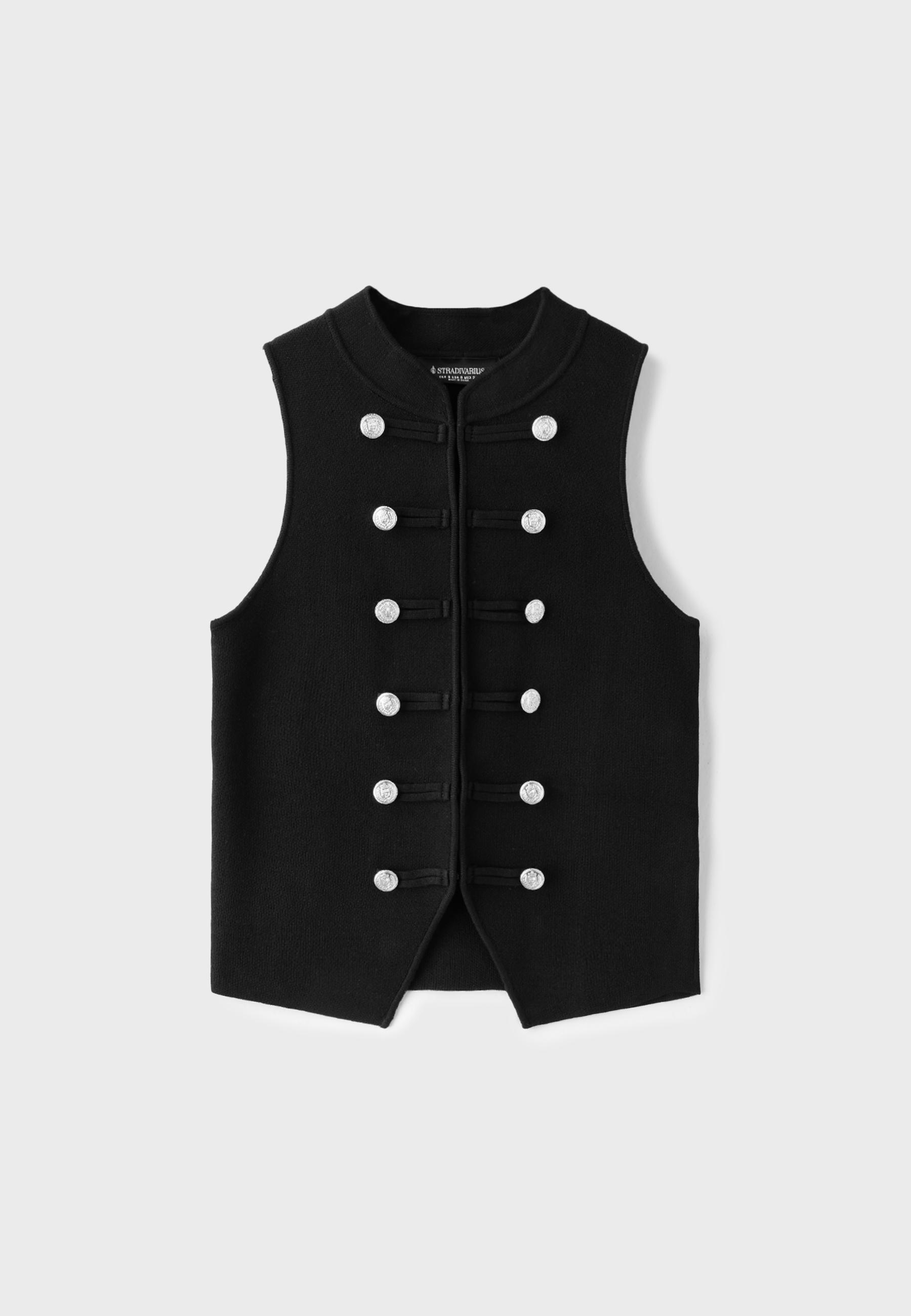 Buttoned knit vest — Black