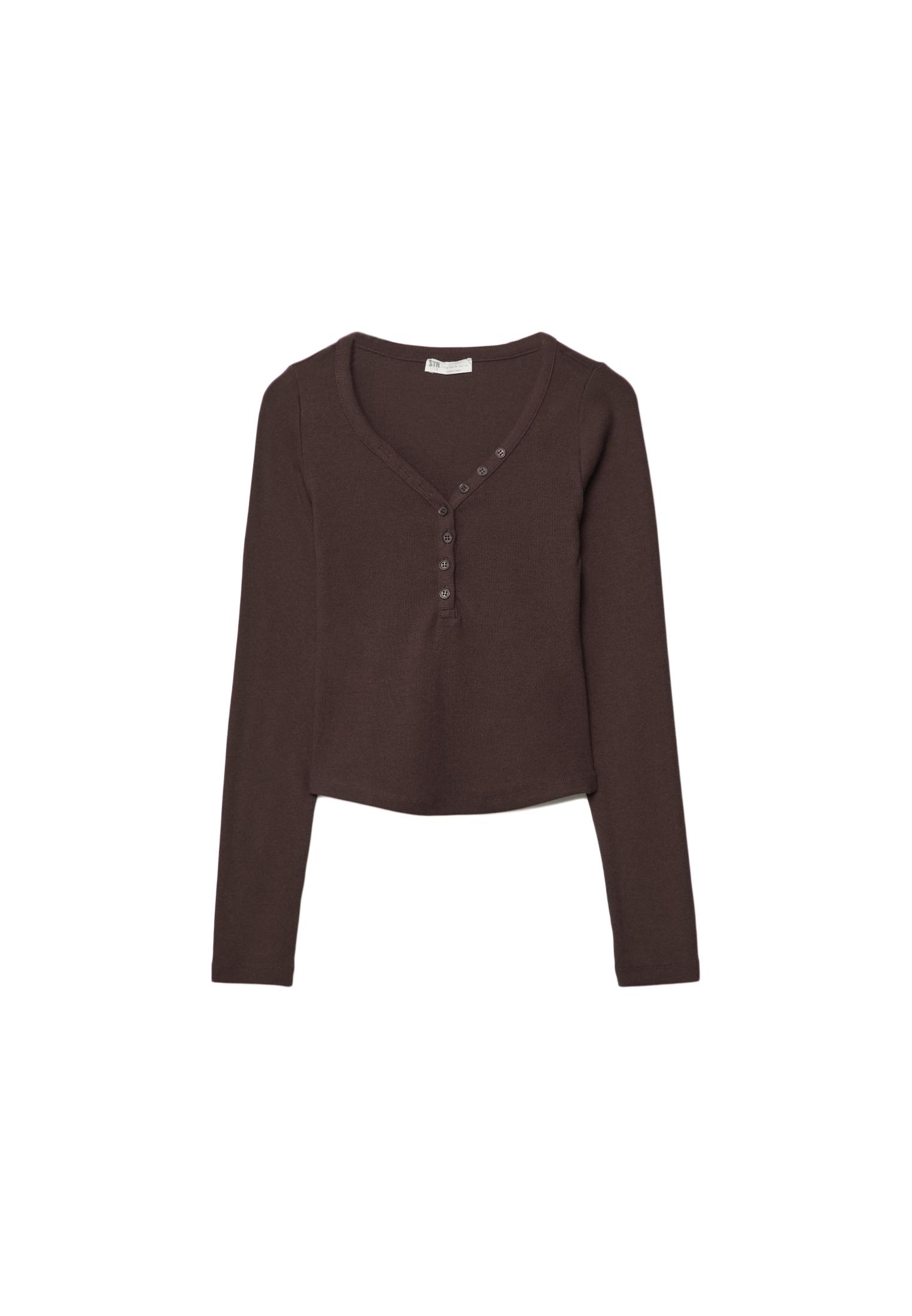 Blouse with buttons — Brown