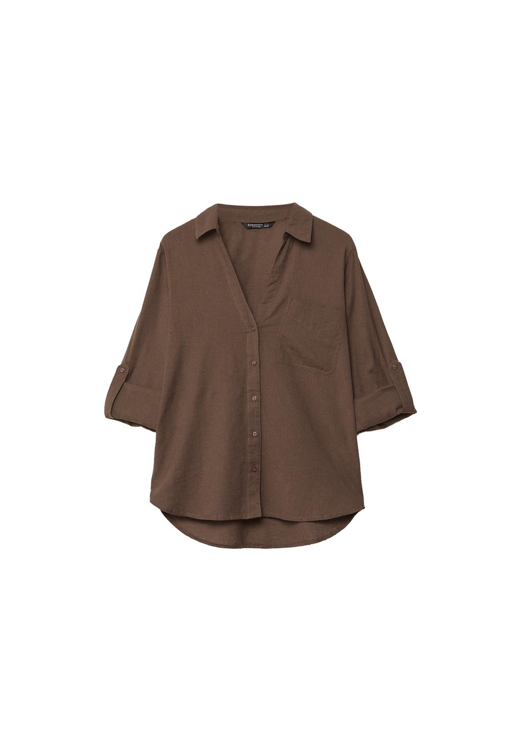 Chemise fluide poche avec lin
