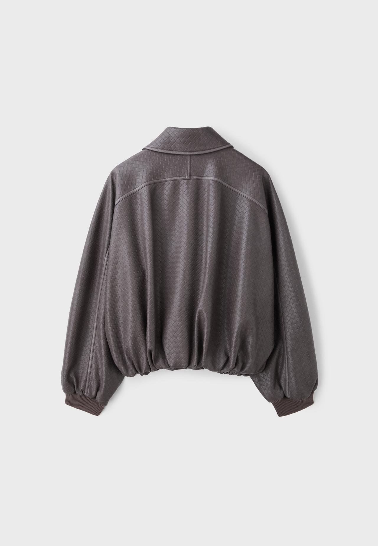 Braided leather effect bomber jacket — Dark grey
