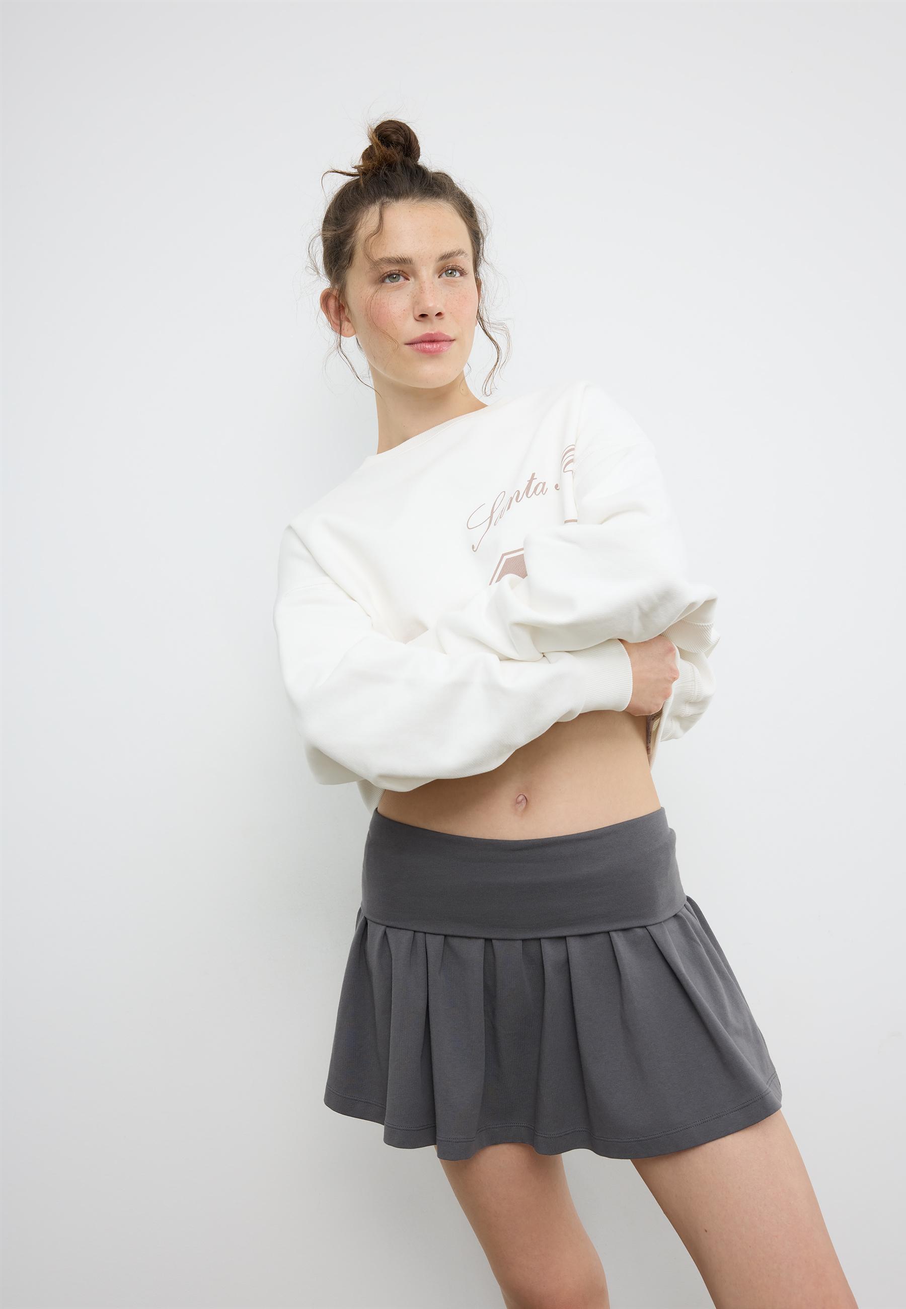 Wide-waist knit skort — Dark grey
