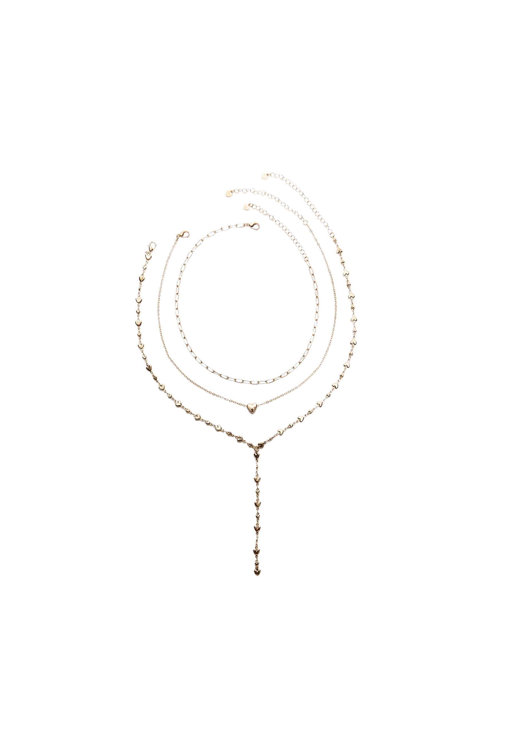 Set of 3 lariat heart necklaces — Gold