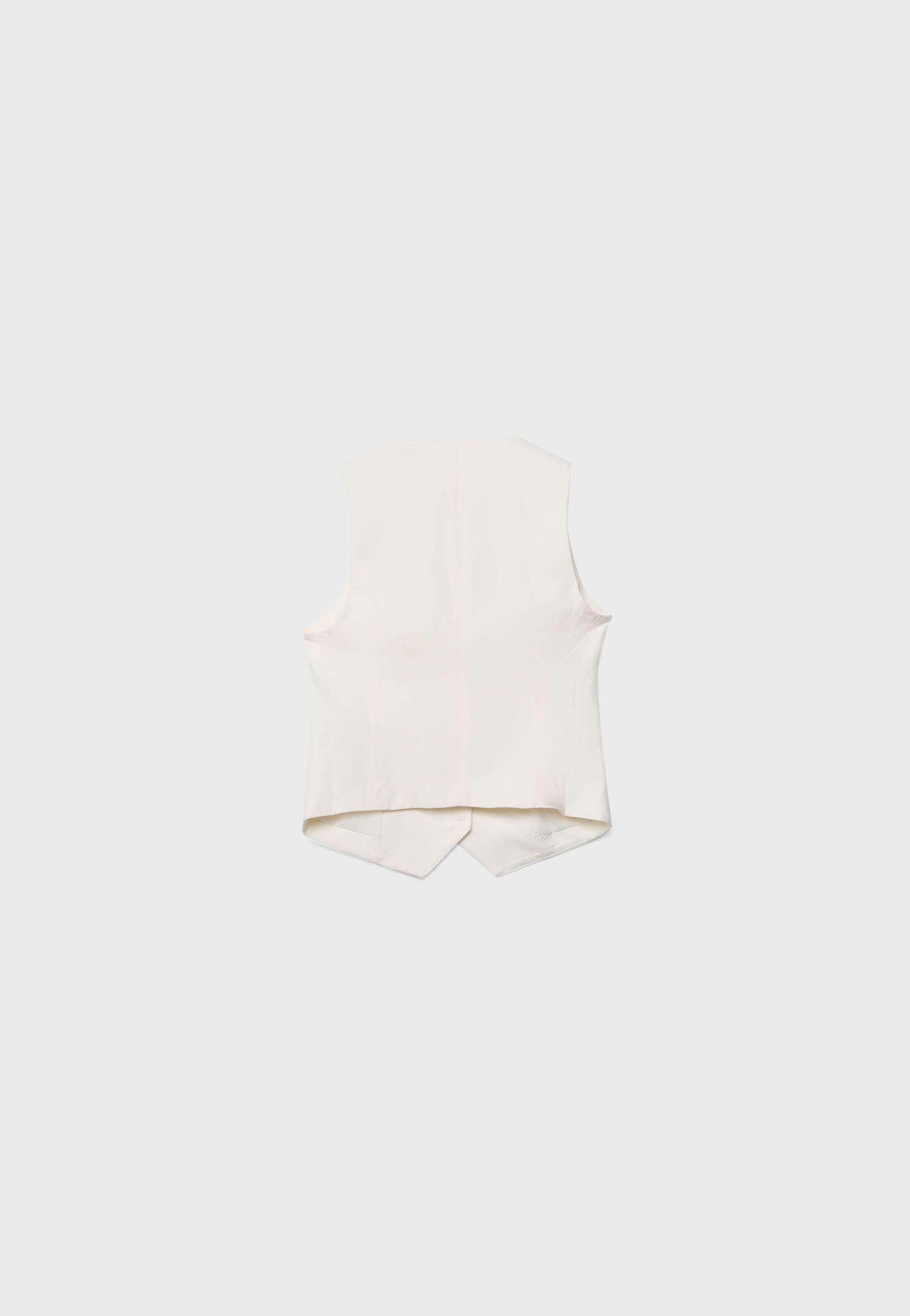 Basic linen blend waistcoat — White