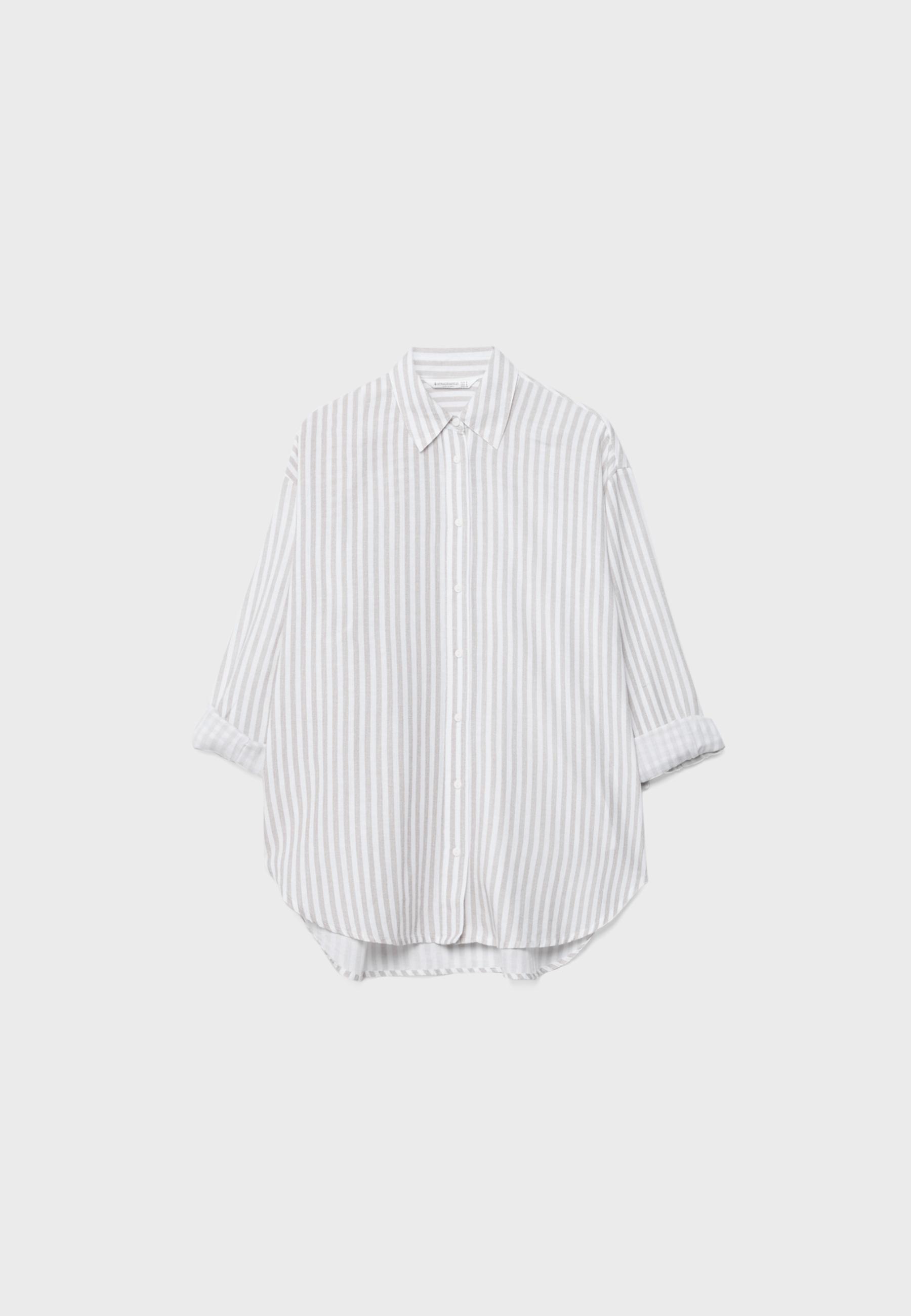 Linen-effect shirt — Stone