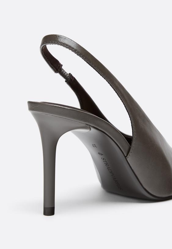 Stradivarius Εξώφτερνες Γόβες Peep Toe Γκρι 39