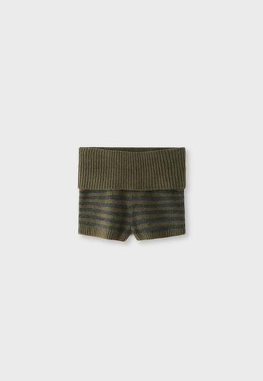 Striped knit shorts — Khaki 7