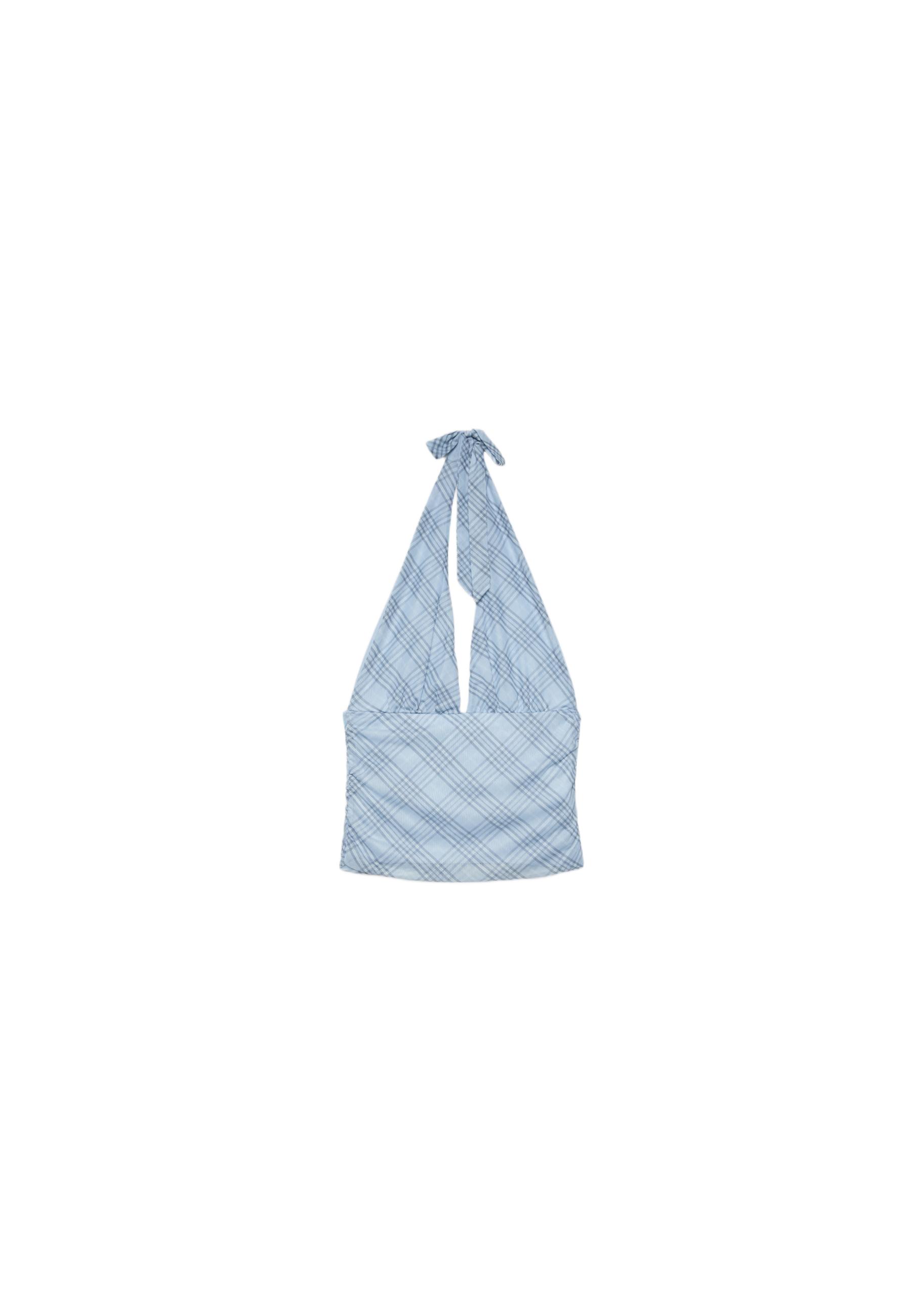 Polka dot mesh halter top — Sky blue