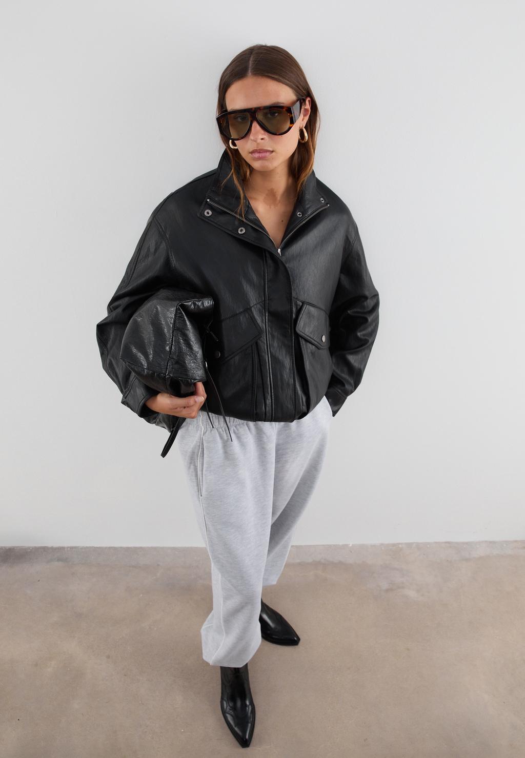 Oversize faux leather jacket