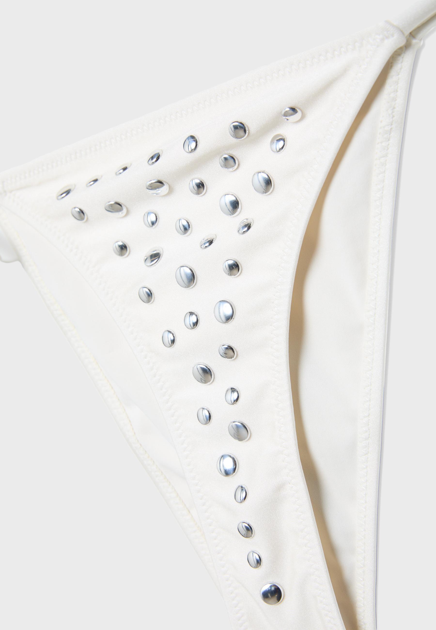 Large studded Brazilian bikini briefs — Ecru