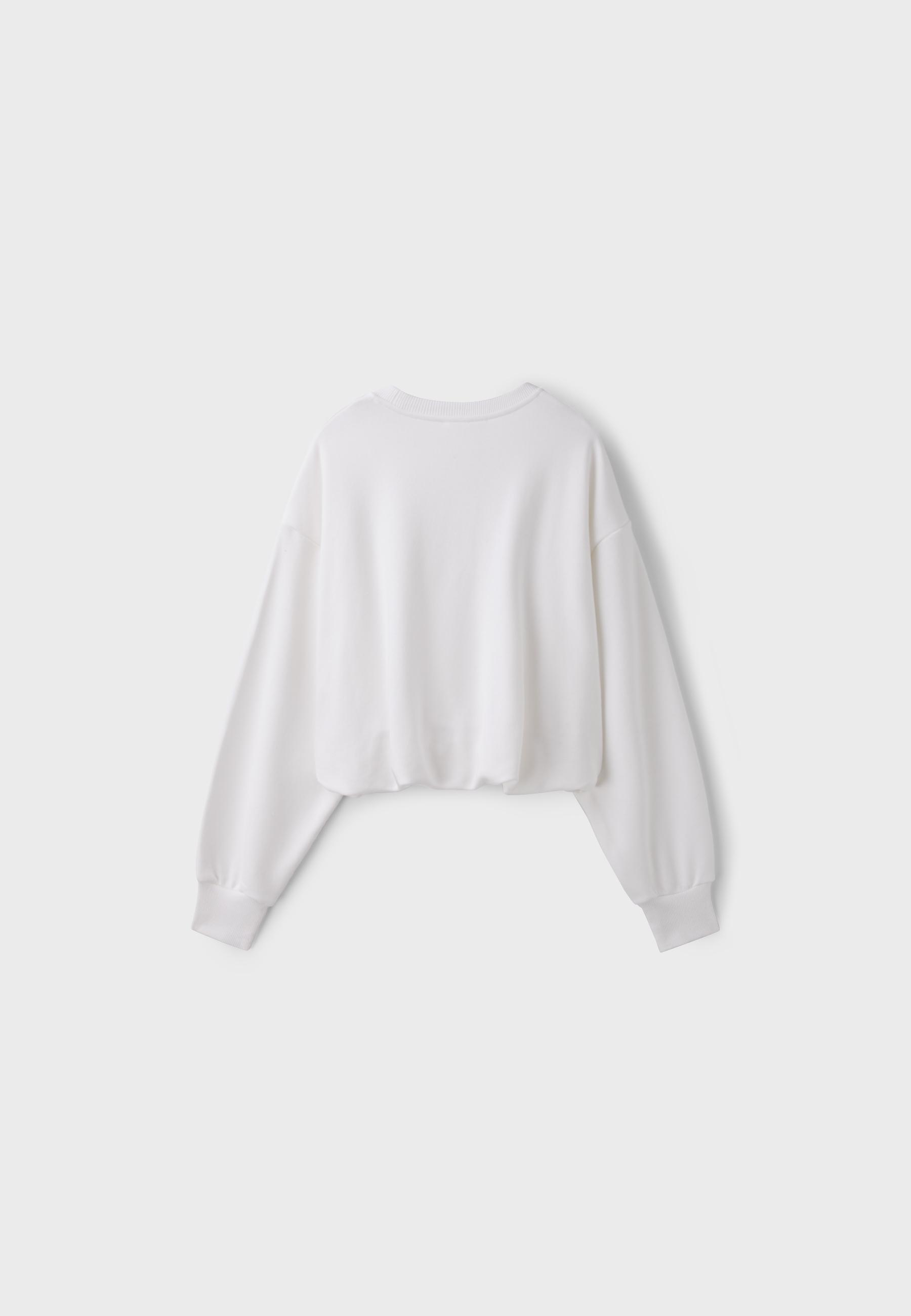 Balloon-hem cropped sweatshirt — Ecru (alternate view)