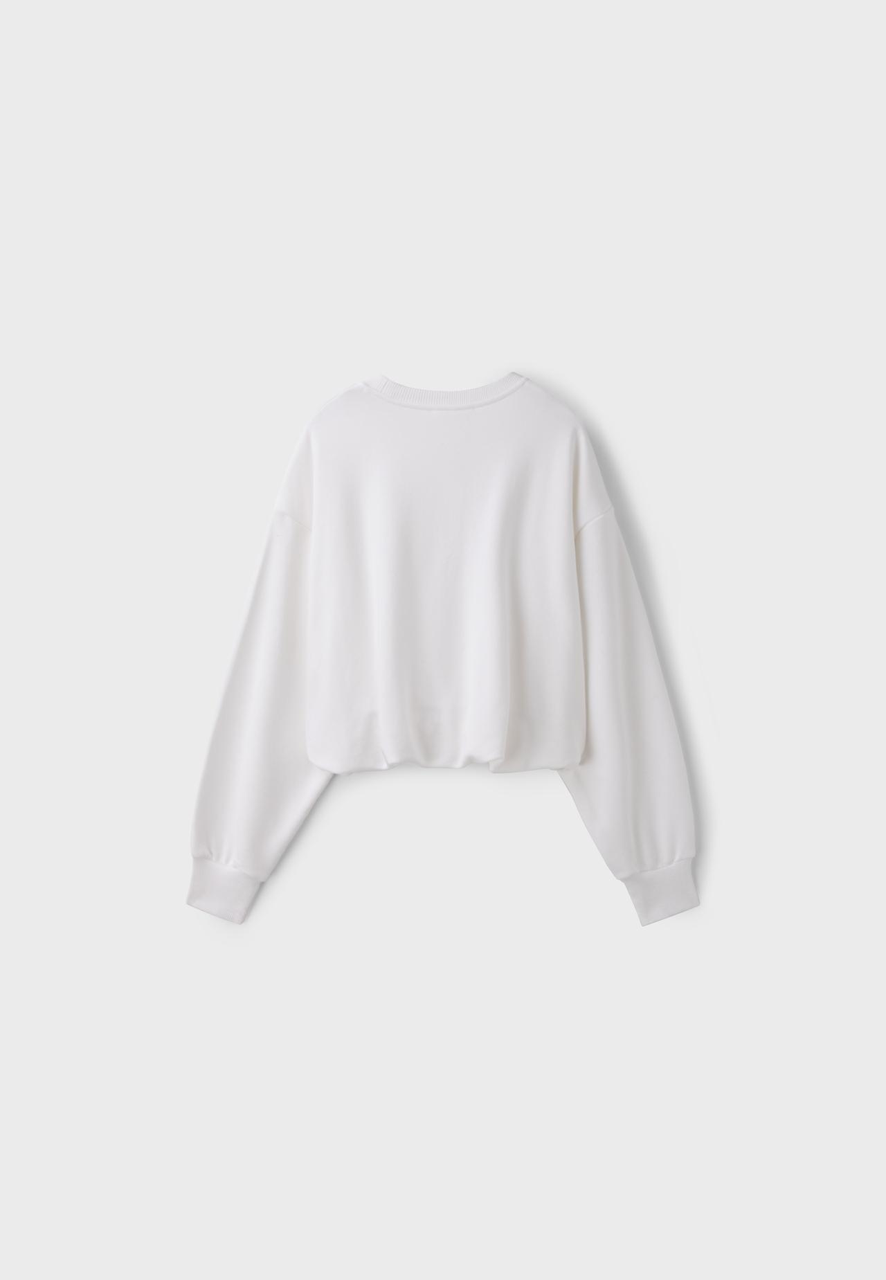 Cropped balloon sweatshirt — Ecru
