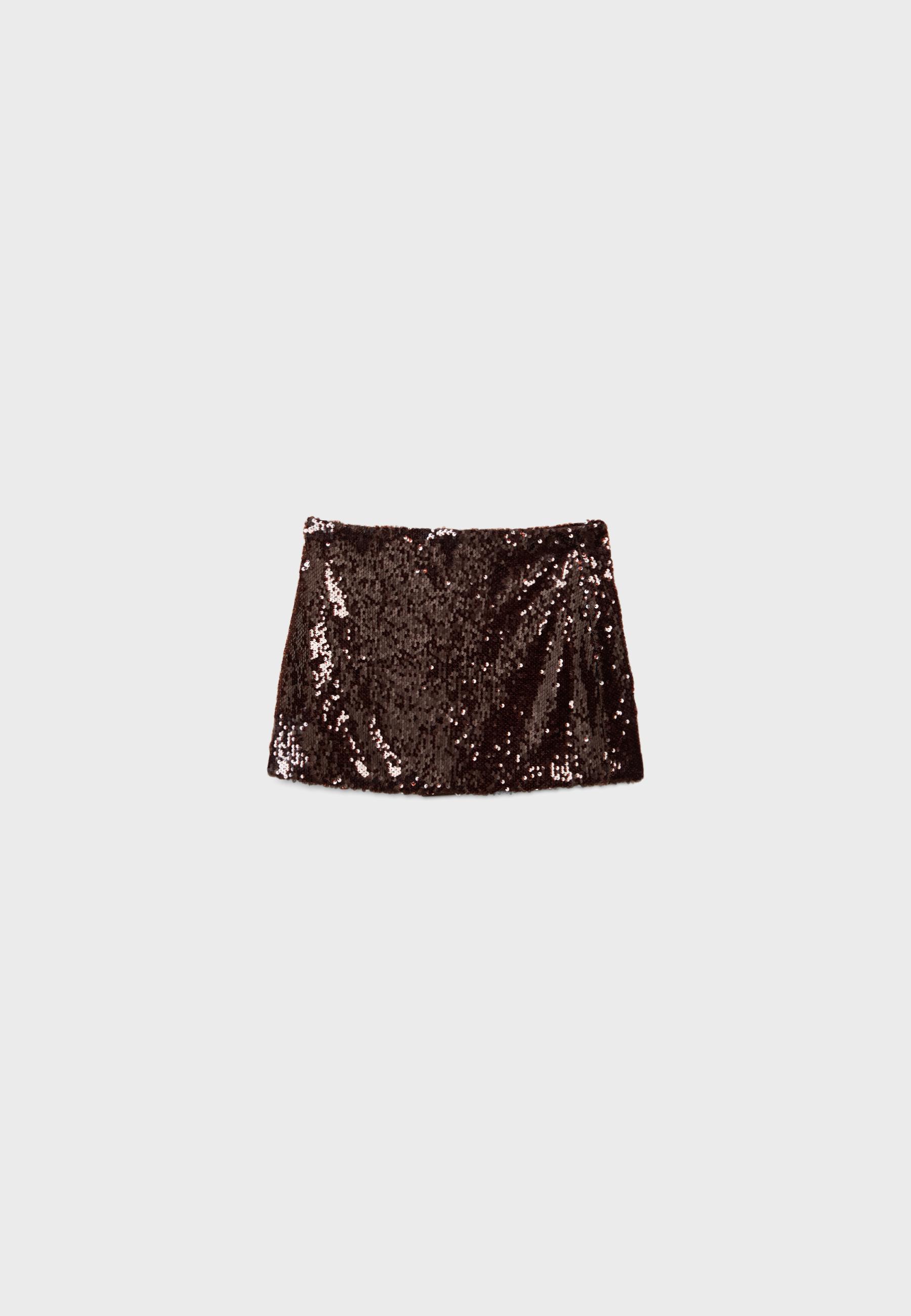 Sequin mini skirt — Brown