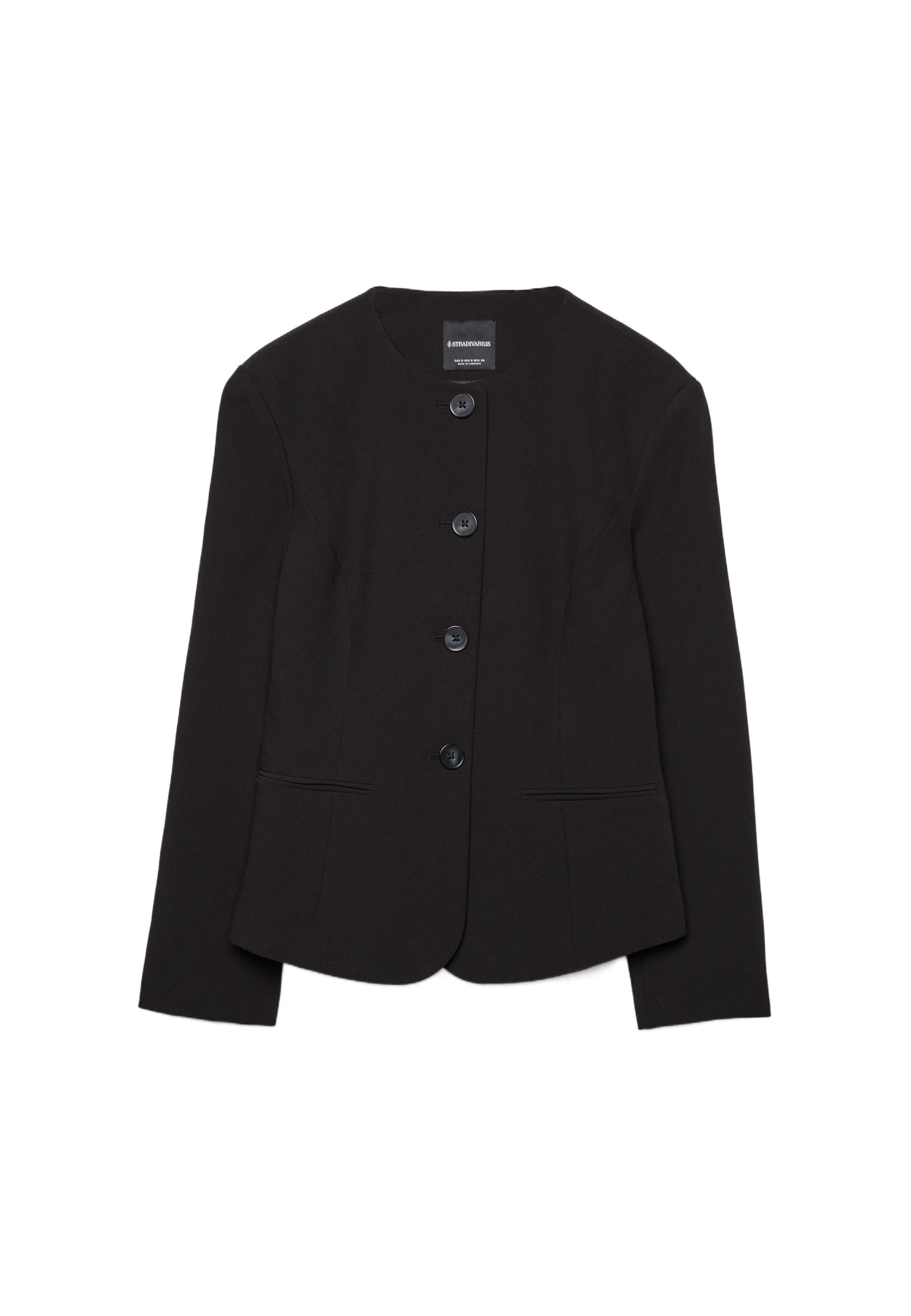 Collarless blazer — Black