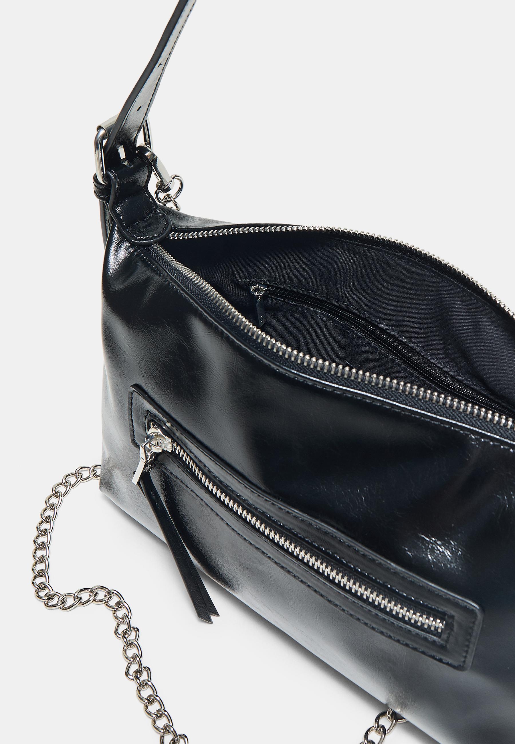 Shoulder bag with front pocket — Black