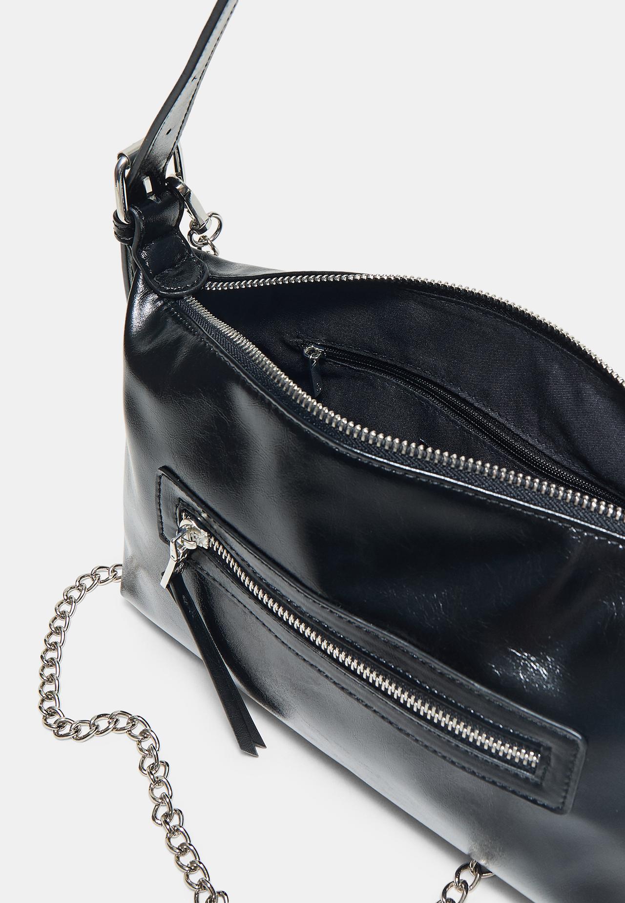 Shoulder bag with front pocket — Black