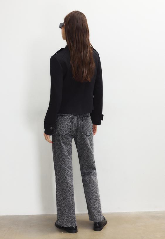 jeans straight wide stampa leopardo