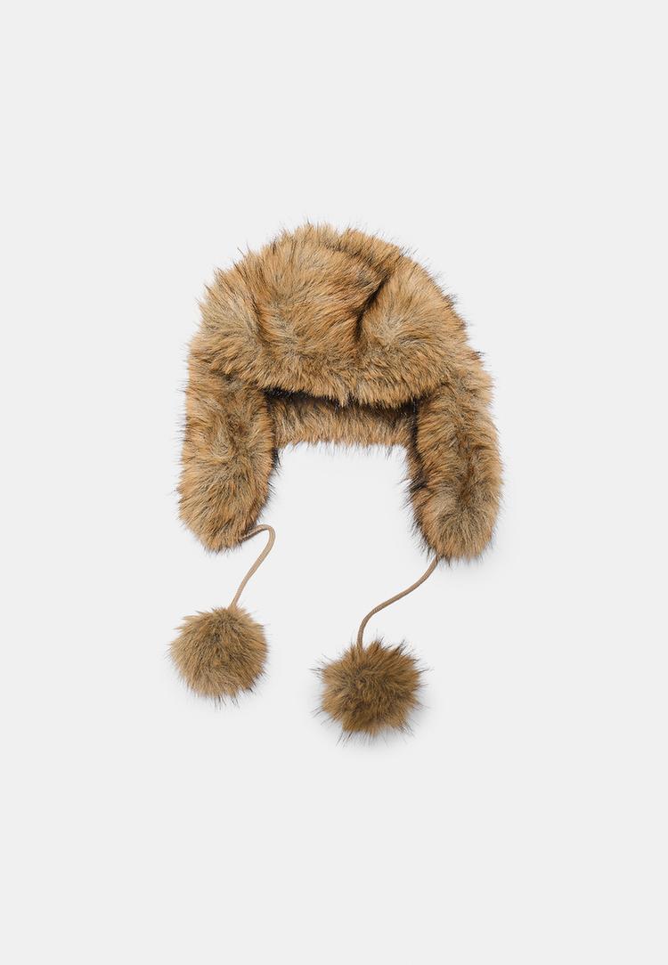 gorro aviador pompones efecto pelo