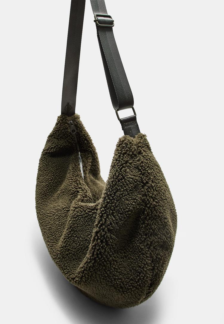 sac bandouliere effet peau de mouton