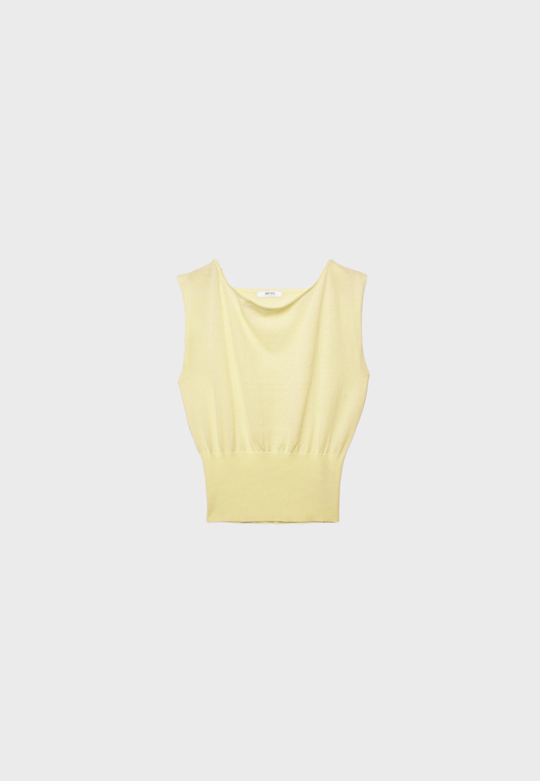 Knit top with sash — Pastel yellow