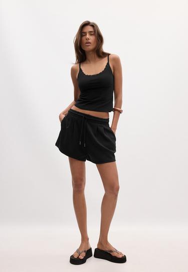 Soft-touch shorts with darts — Black 2