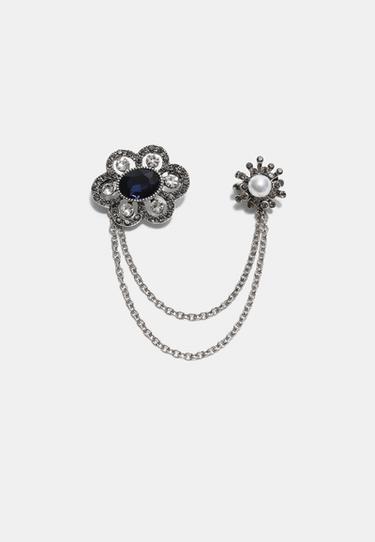 Jewelled chain brooch — Grey 2