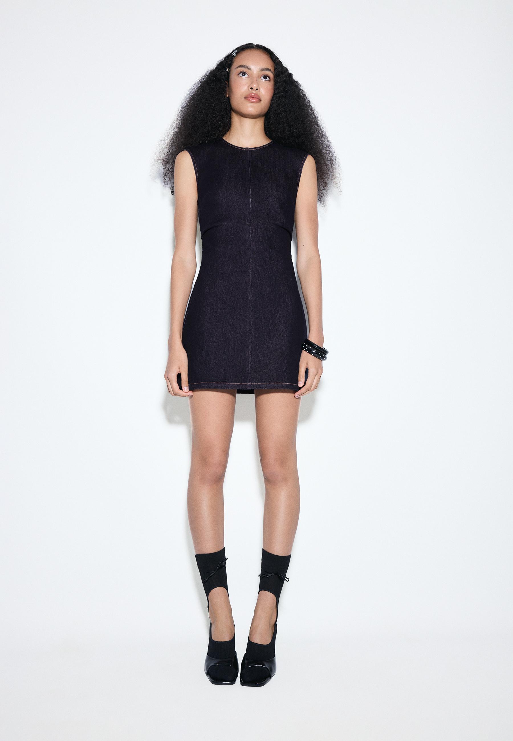 Short denim dress — OVERDYED BLUE DENIM