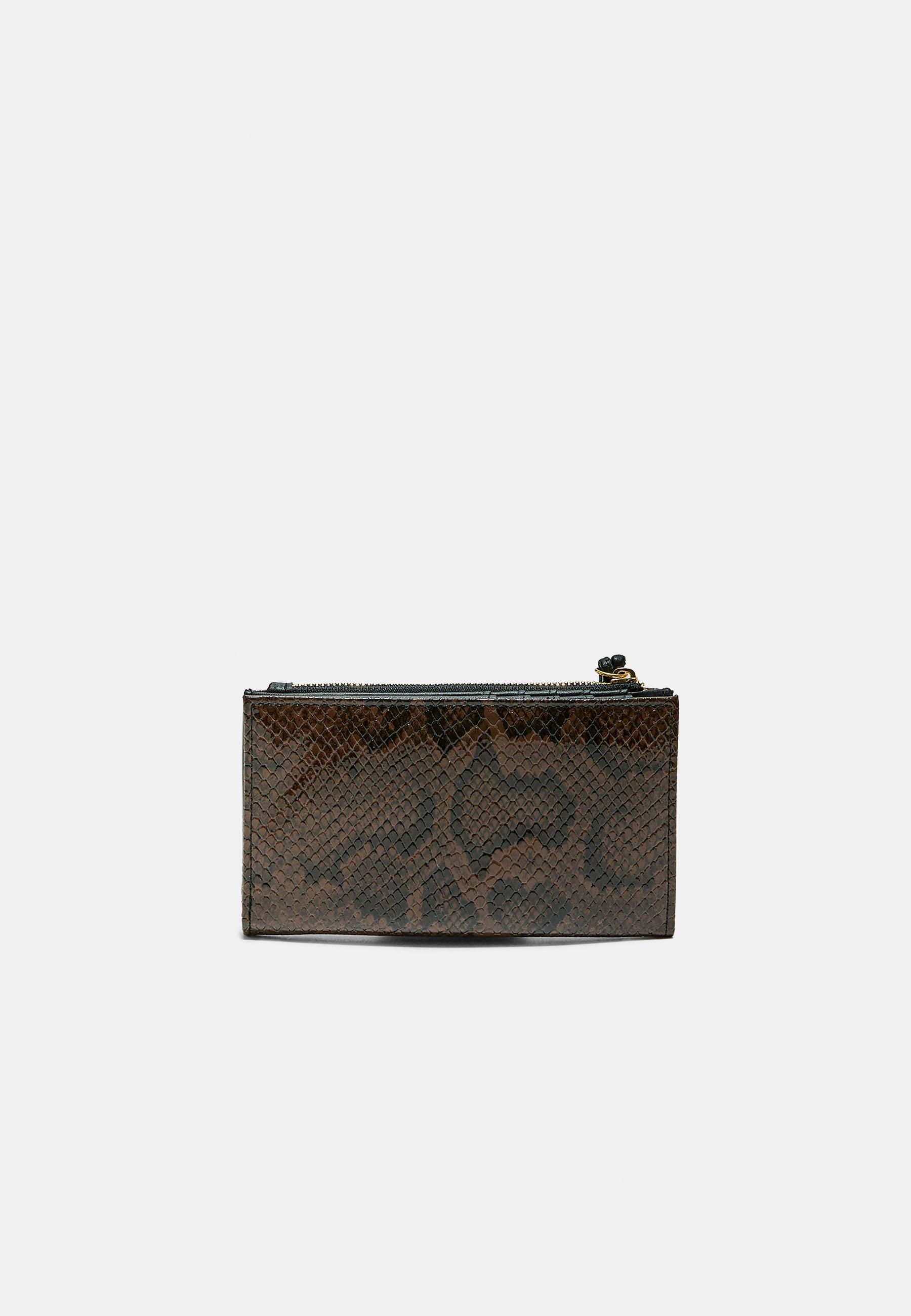 Compact snakeskin print wallet — Brown