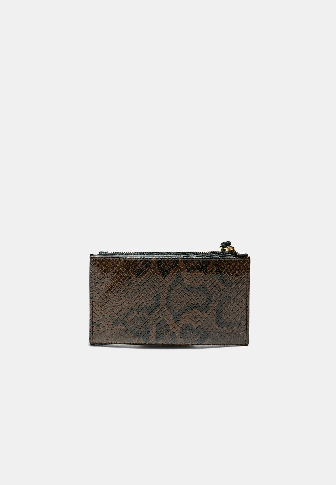 Compact snakeskin print wallet — Brown