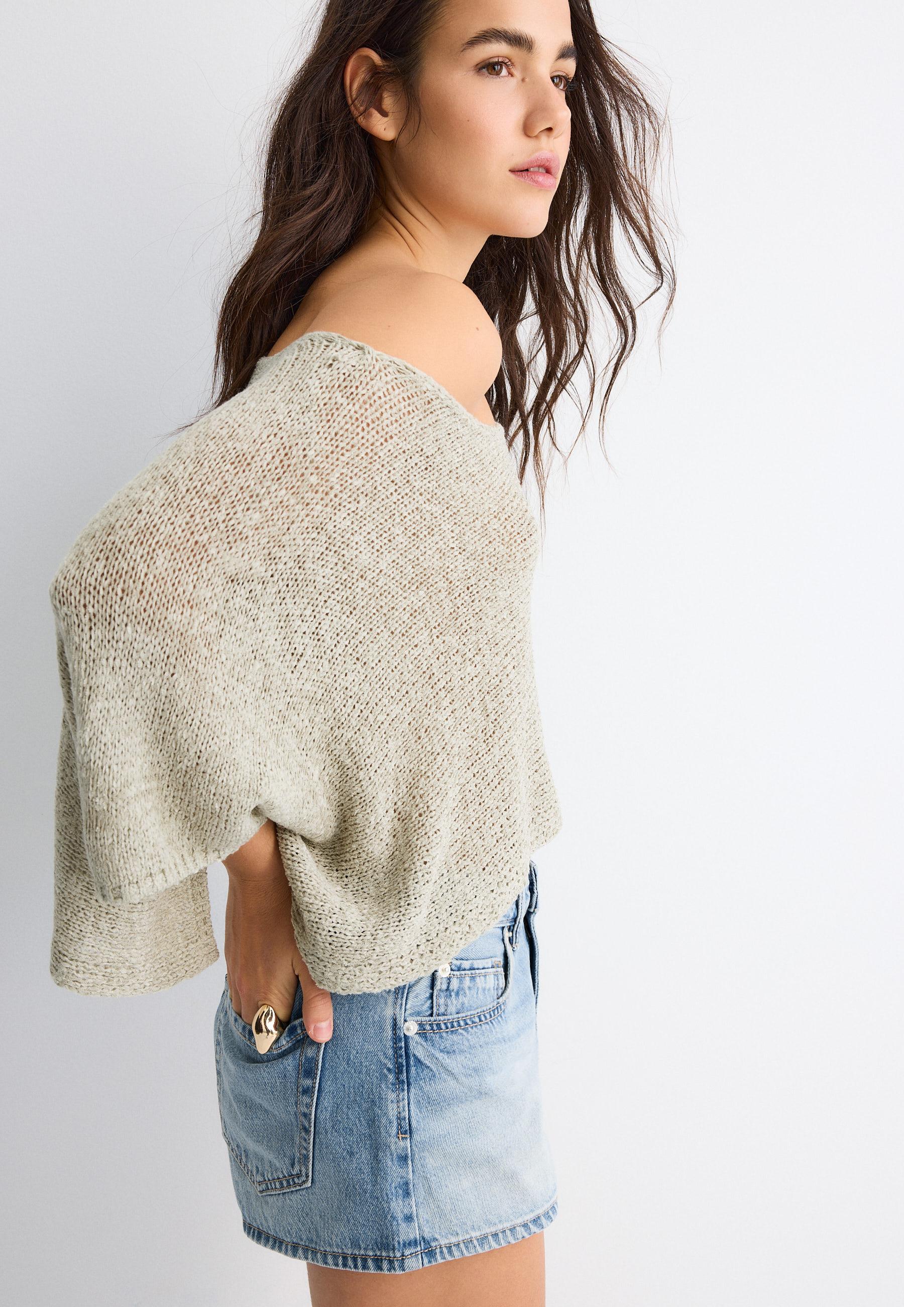 Basic cape knit jumper — Khaki