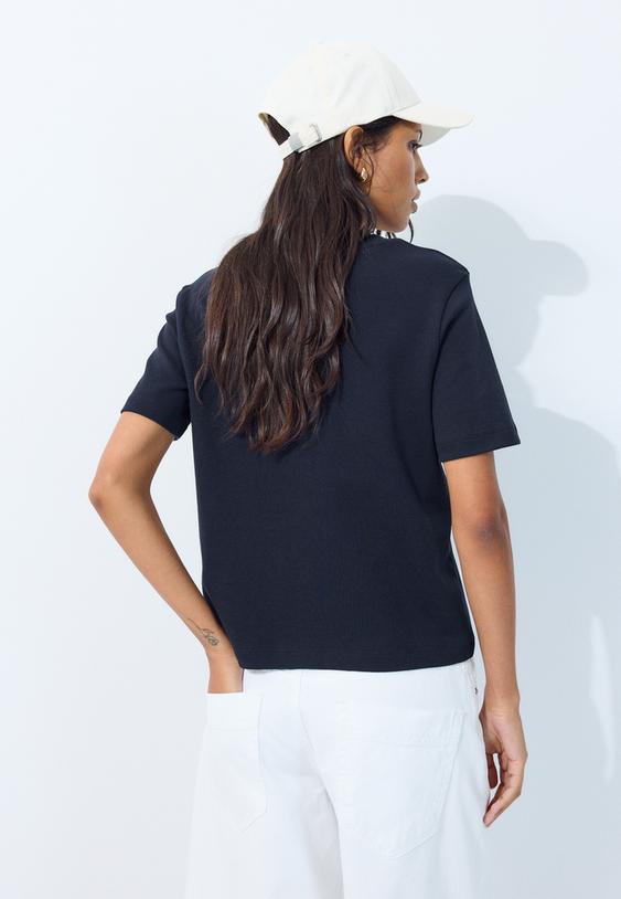 Stradivarius Basic Heavy Weight Regular Fit T-Shirt Dark Blue L