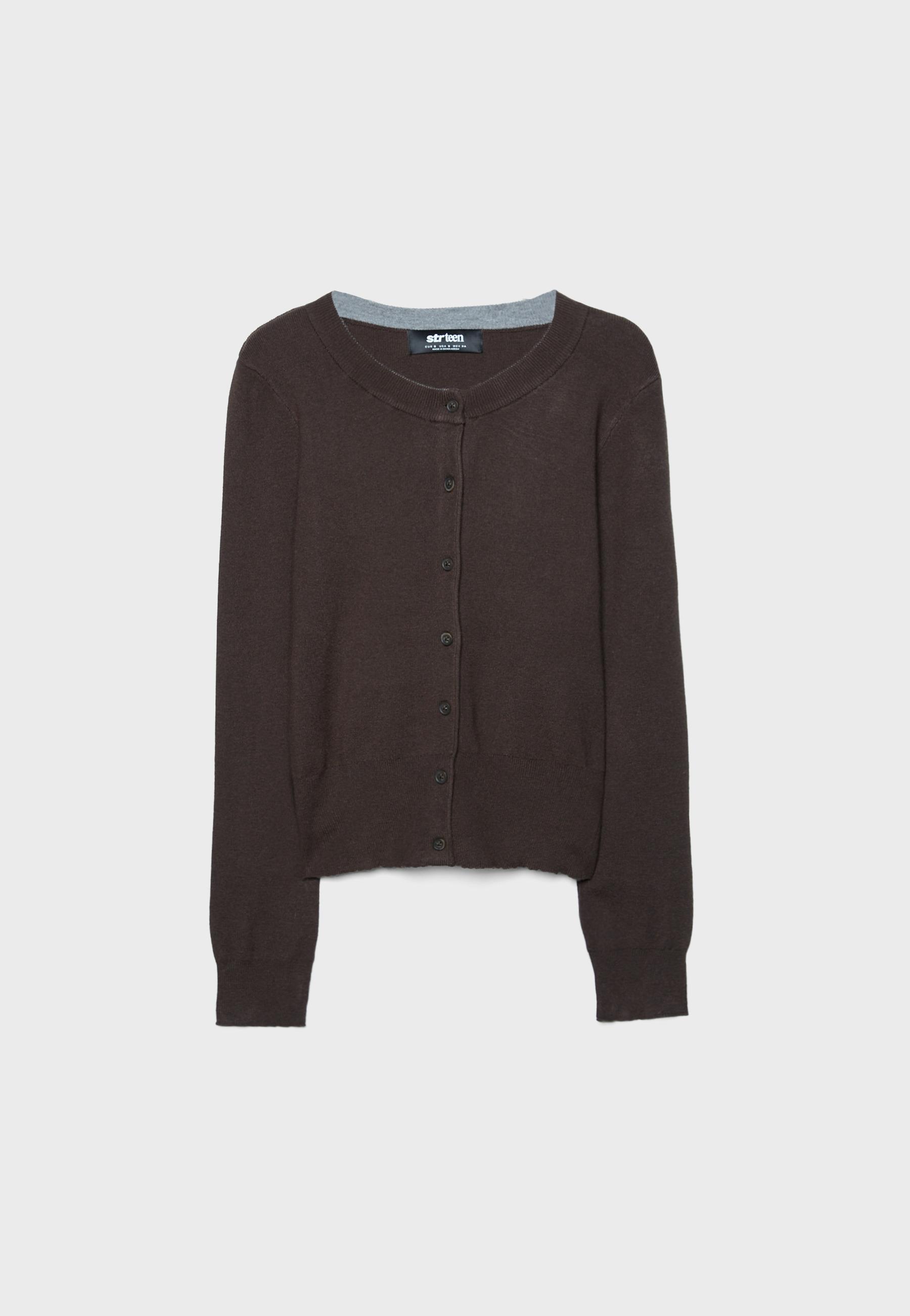 Button-up knit cardigan — Brown