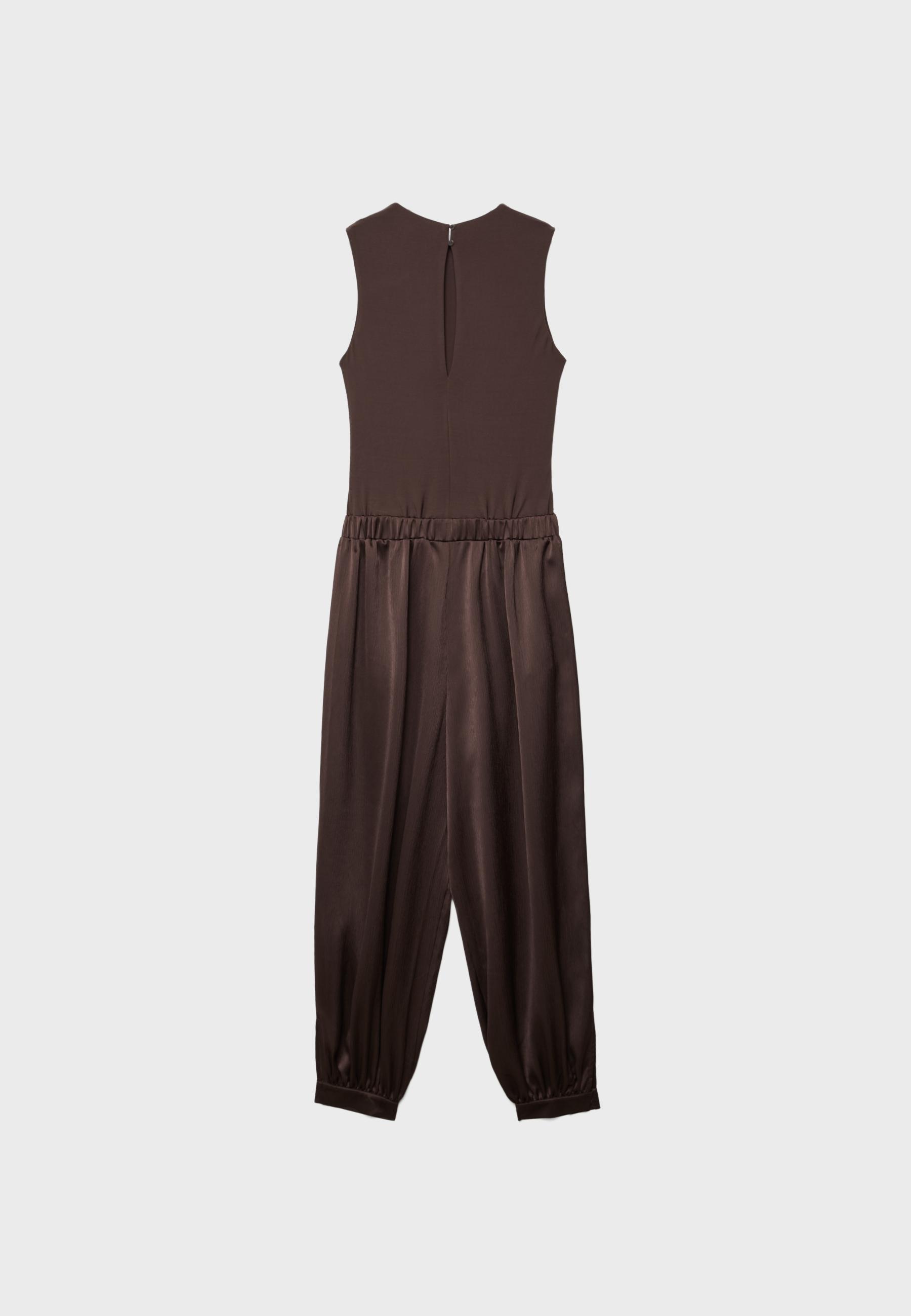 Satin halter jumpsuit — Brown