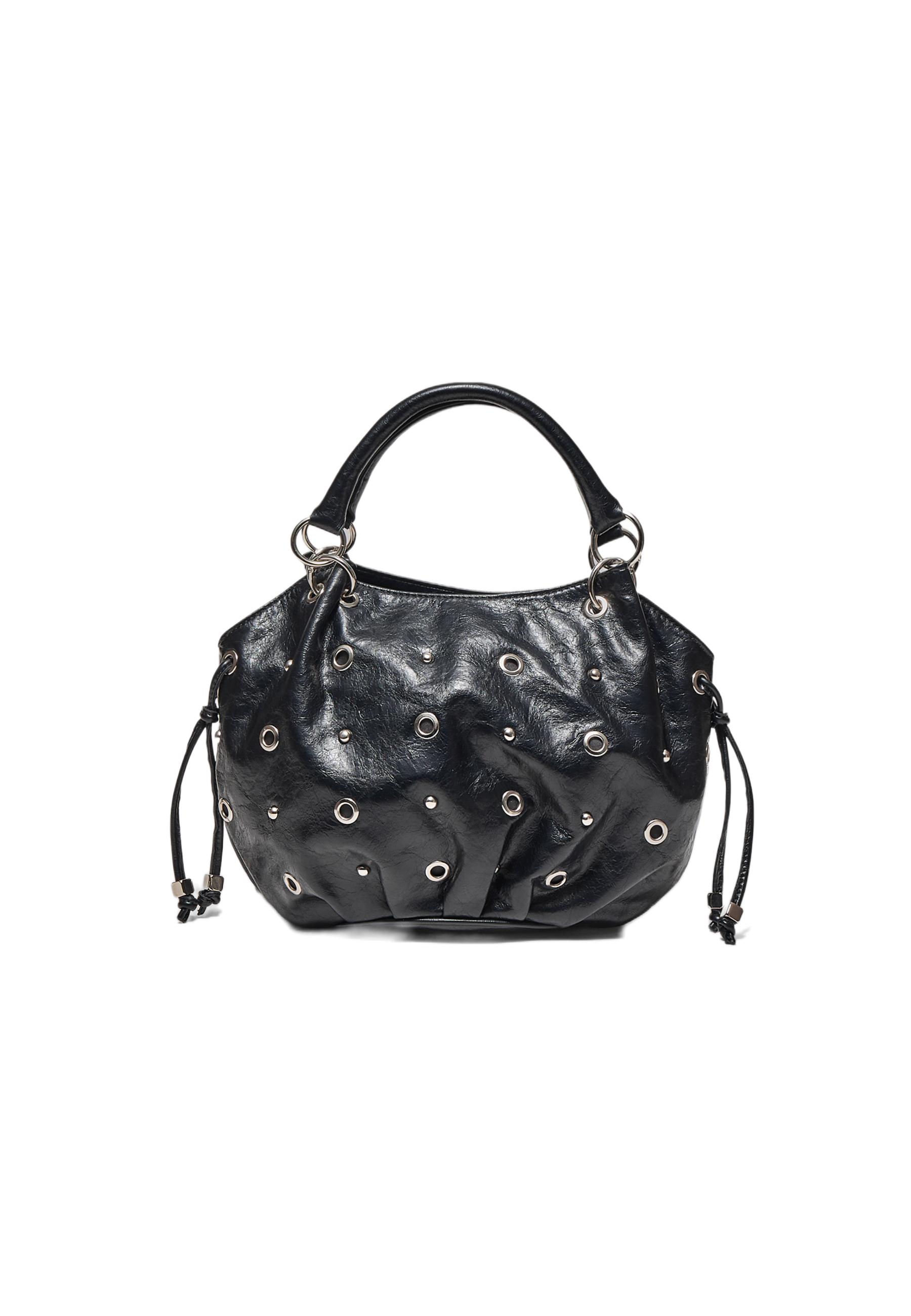 Bucket bag with eyelet detail — Black