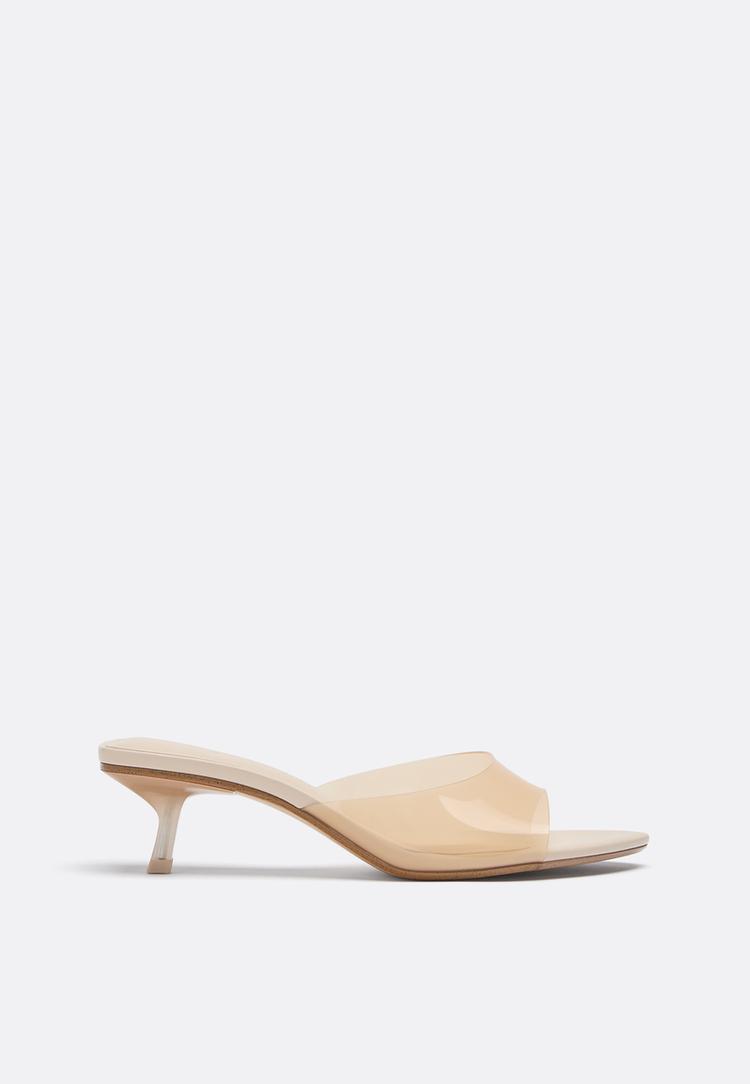 Stradivarius Mule Sandale Od Vinila Bež 36