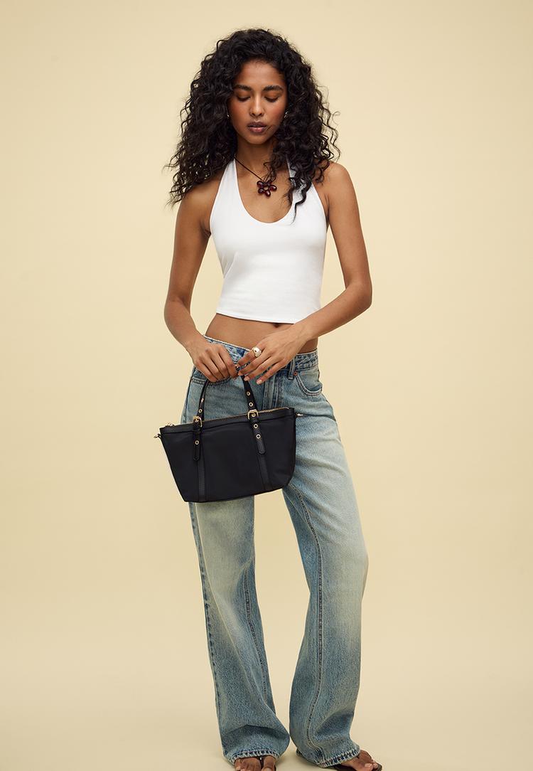 contrast mini crossbody shopper bag