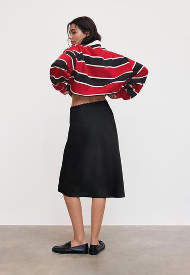 Satin midi skirt — Black 5