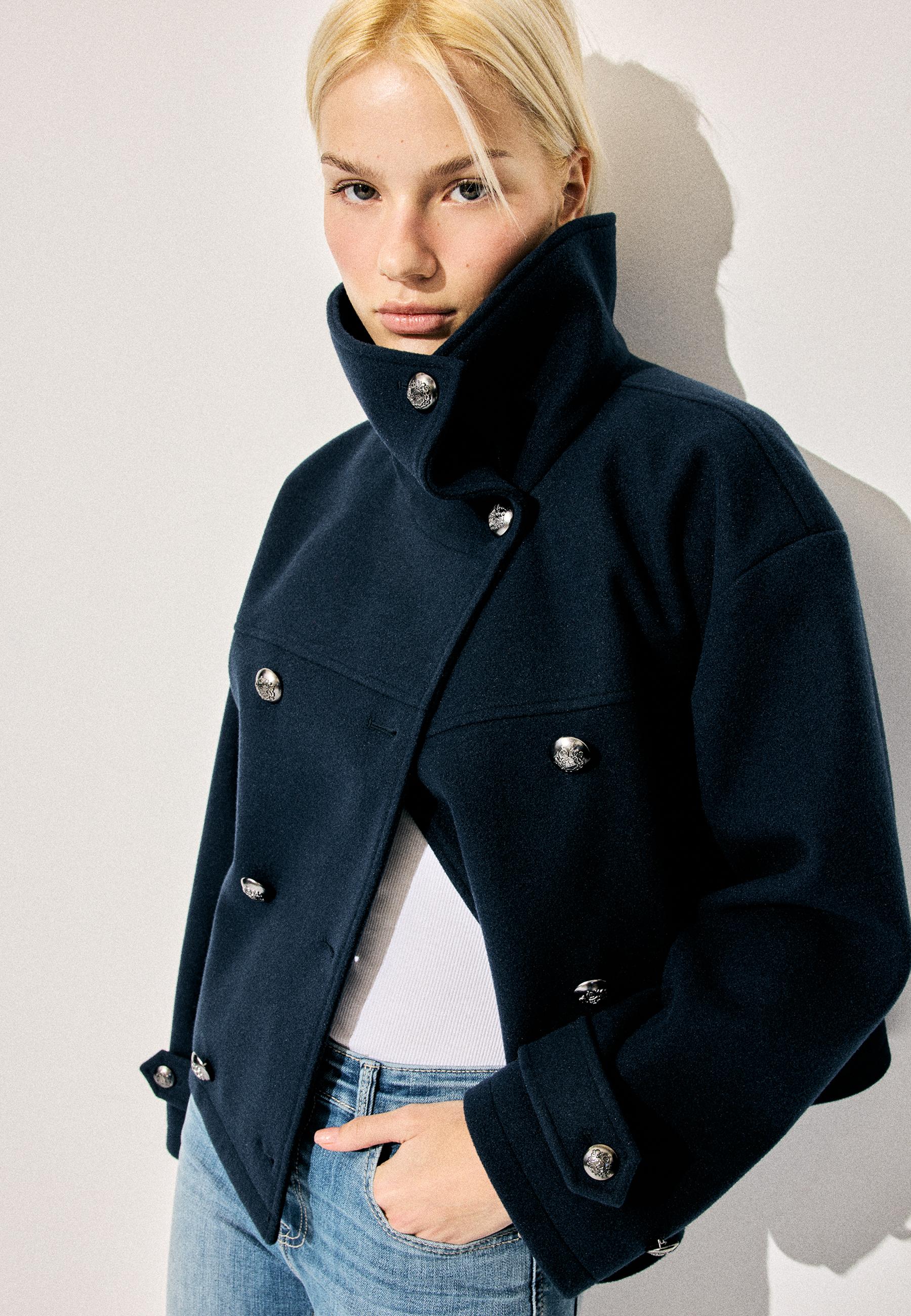 Soft-touch crossover high neck jacket - Women's fashion