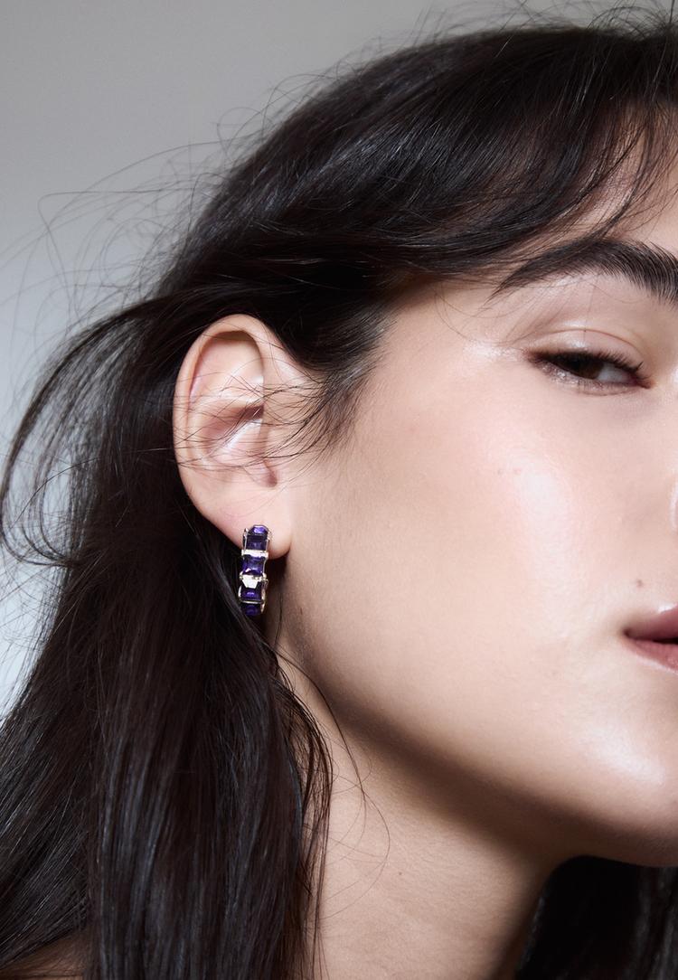 rhinestone earrings and ear cuff set