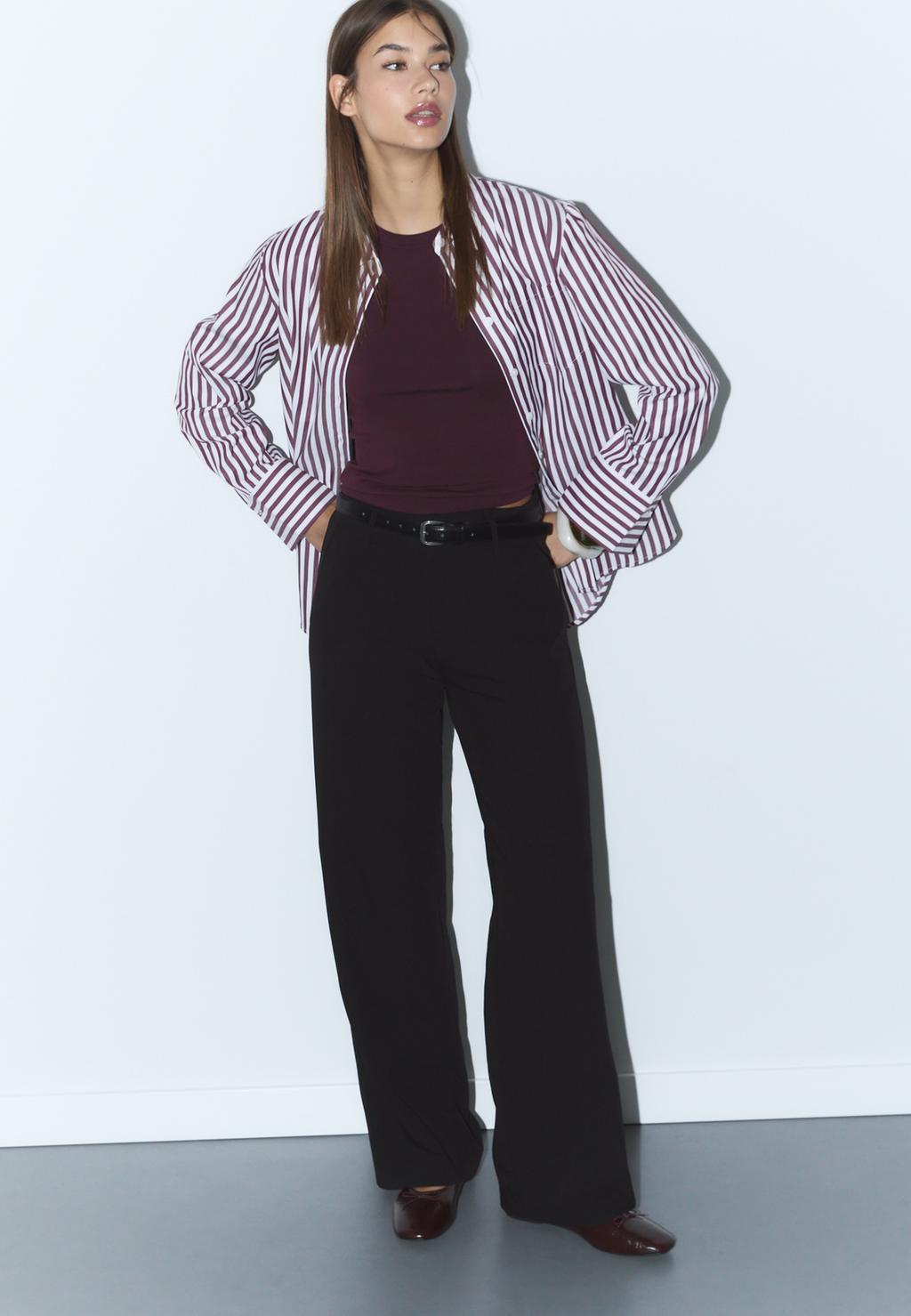 Flowing straight-leg smart trousers with belt