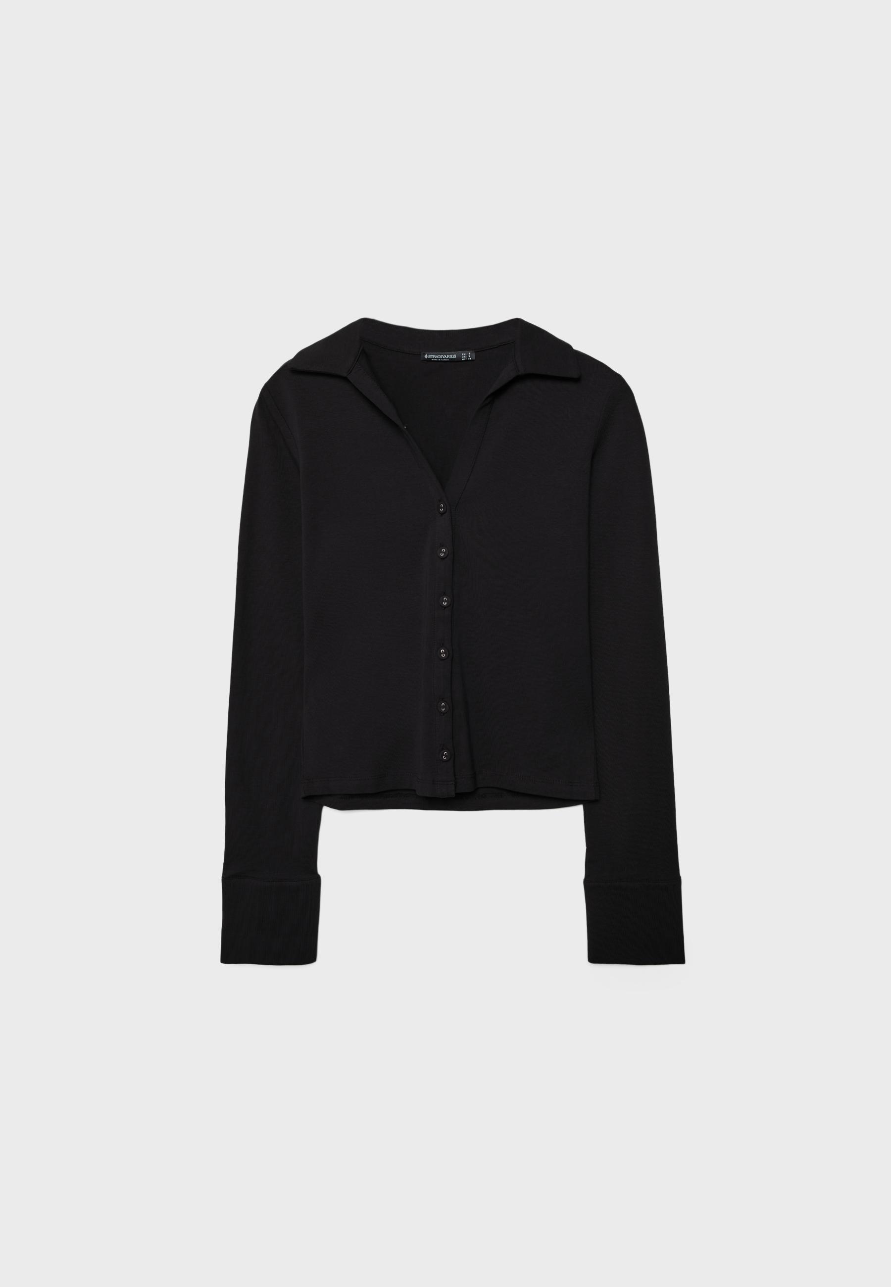 Knit shirt with buttons — Black