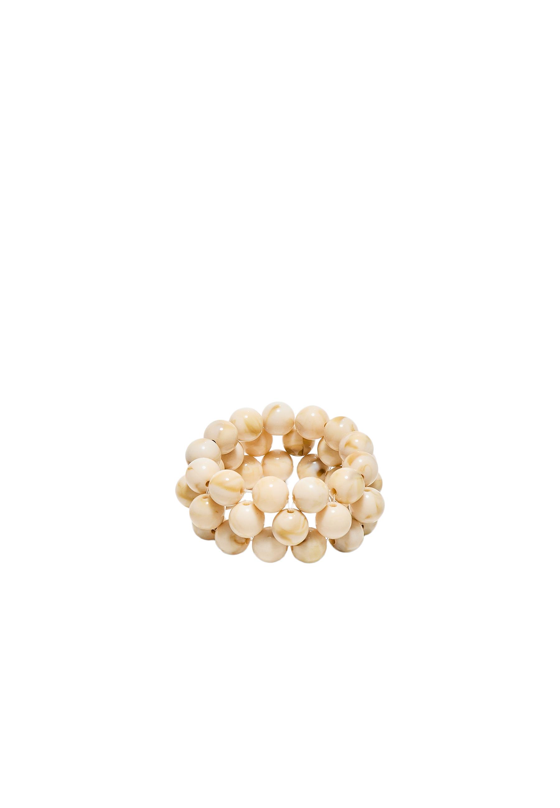 Beaded stretch bracelet — Ecru