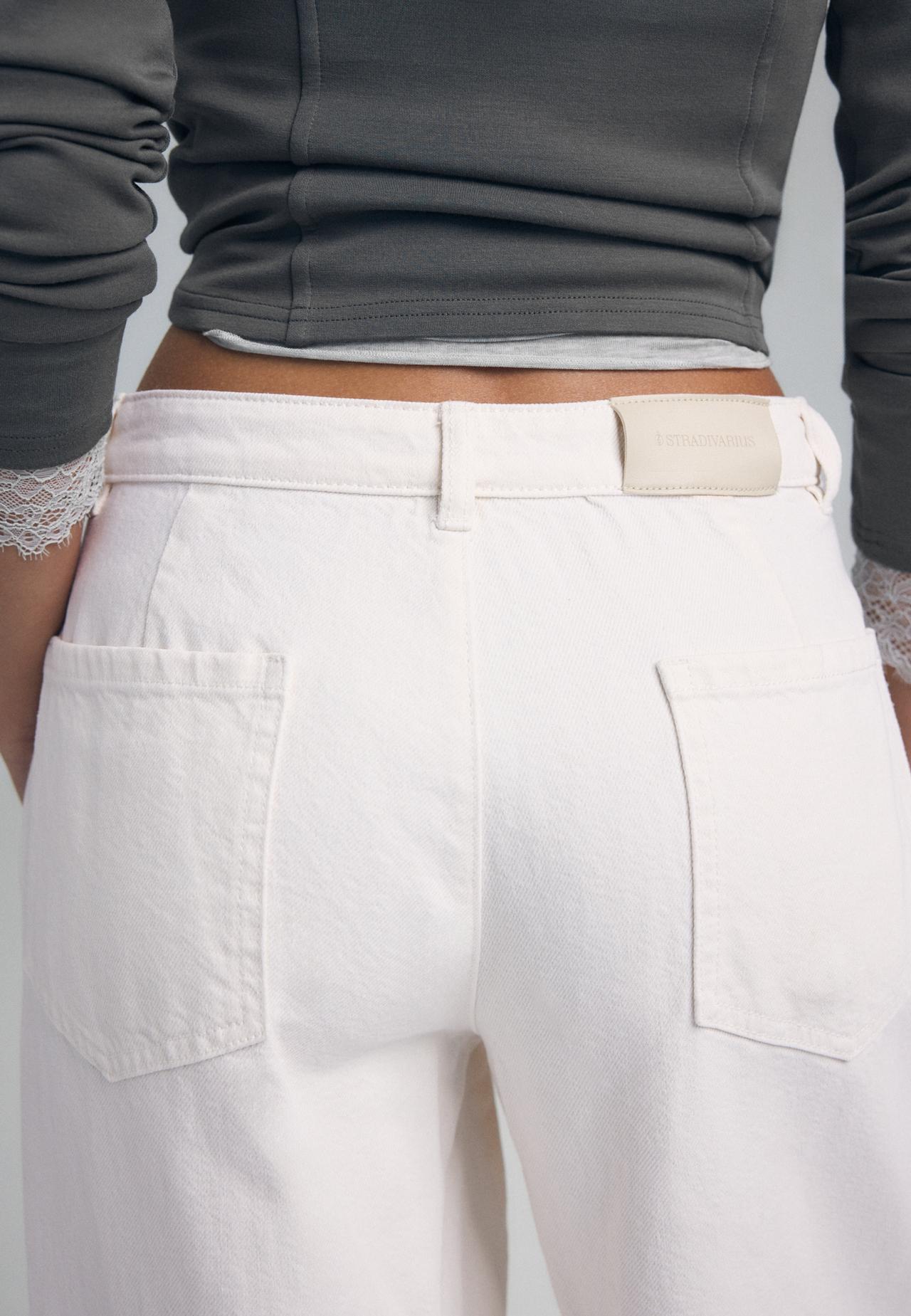 100% cotton barrel trousers — Vanilla