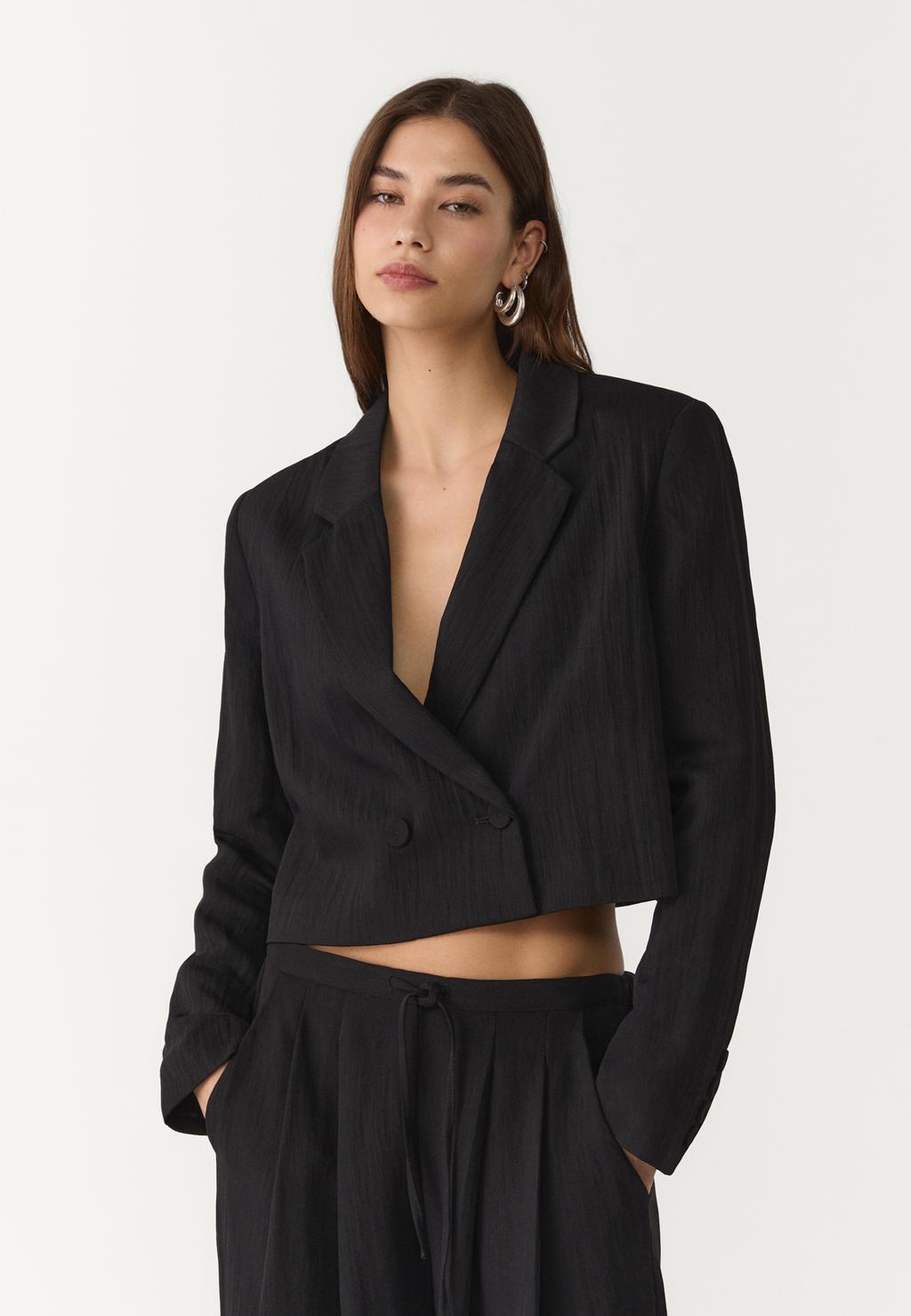 Blazer cropped nœuds dos