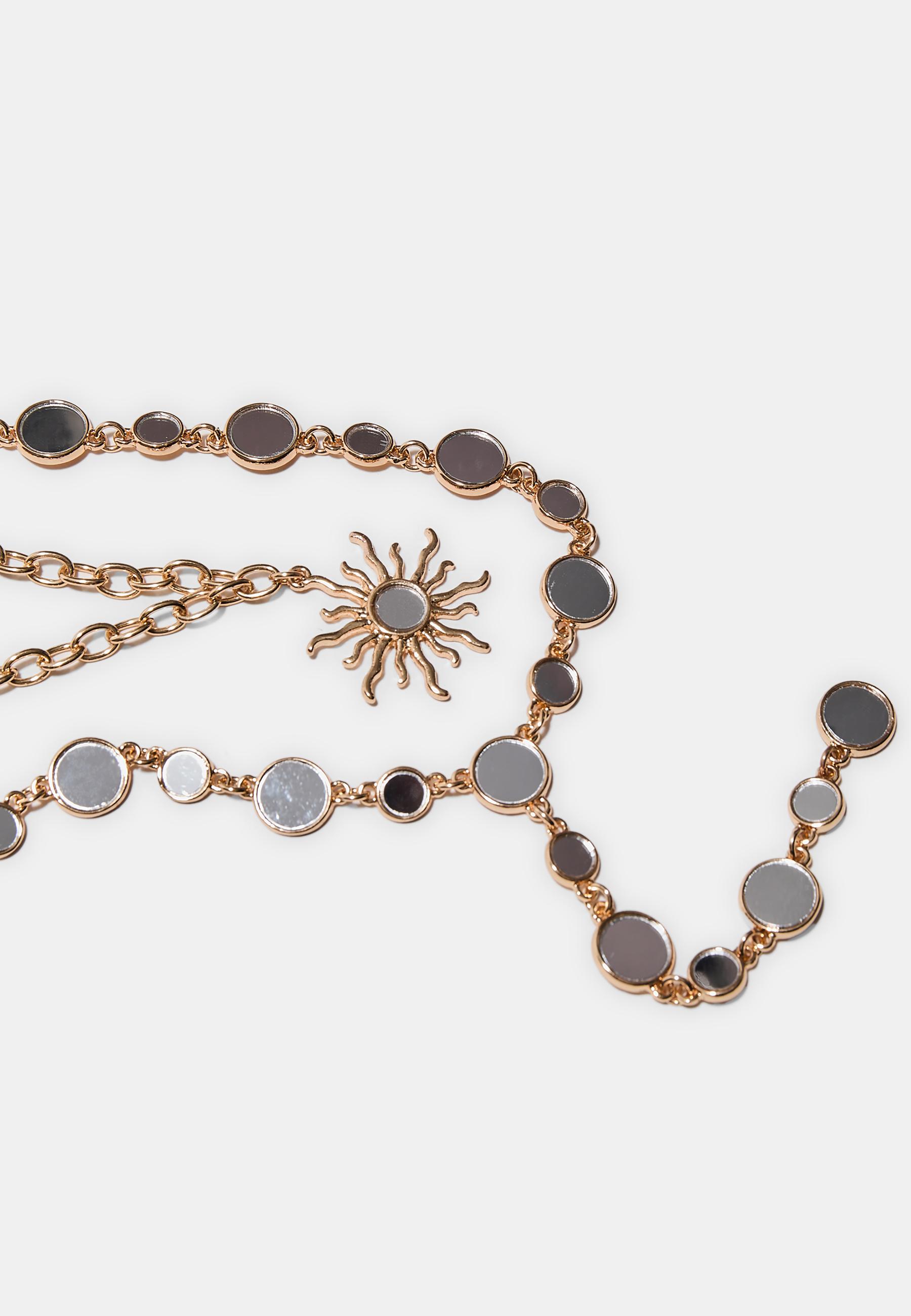 Set of 2 sun lariat necklaces — Gold