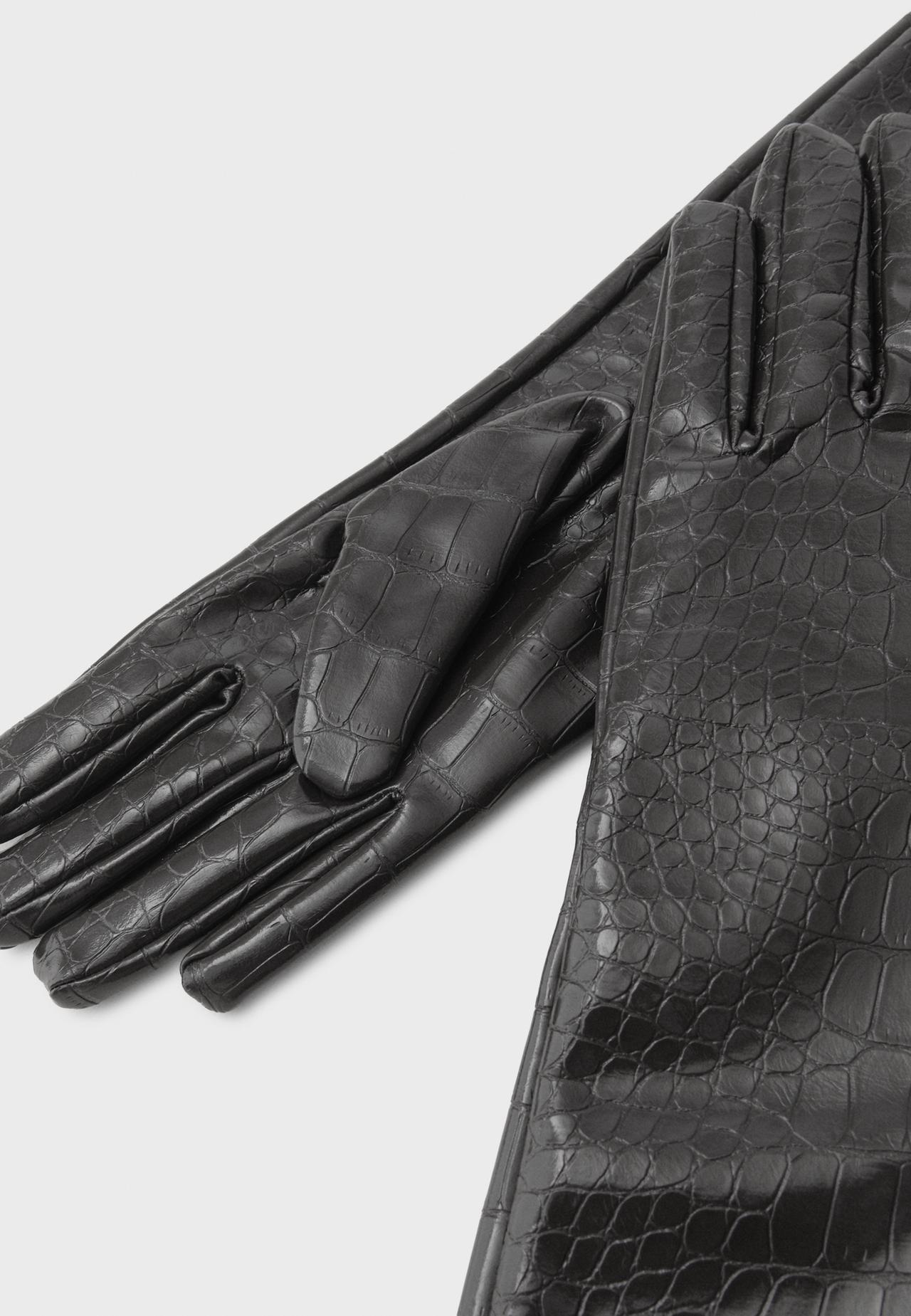 Long leather effect gloves — Black