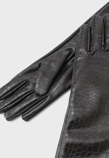 Long leather effect gloves — Black 3