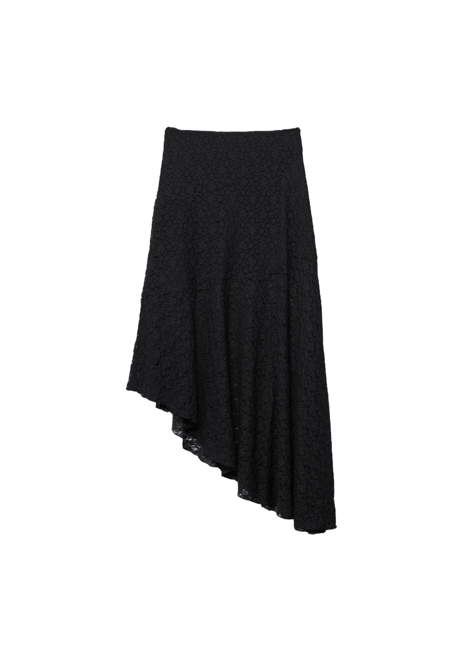 Asymmetric lace midi skirt — Black
